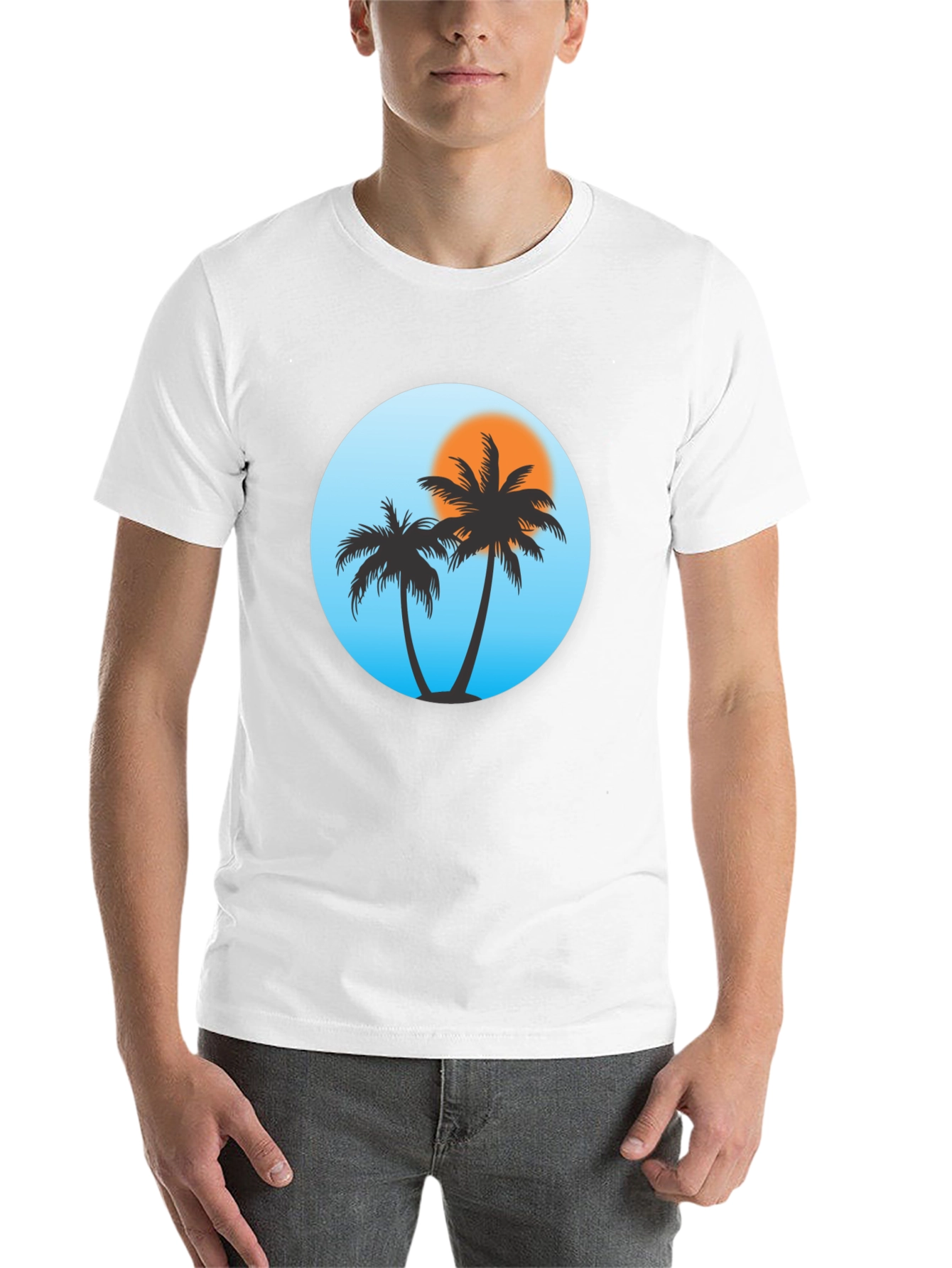 Black Tropical Palm Tree Black T-Shirt view 14