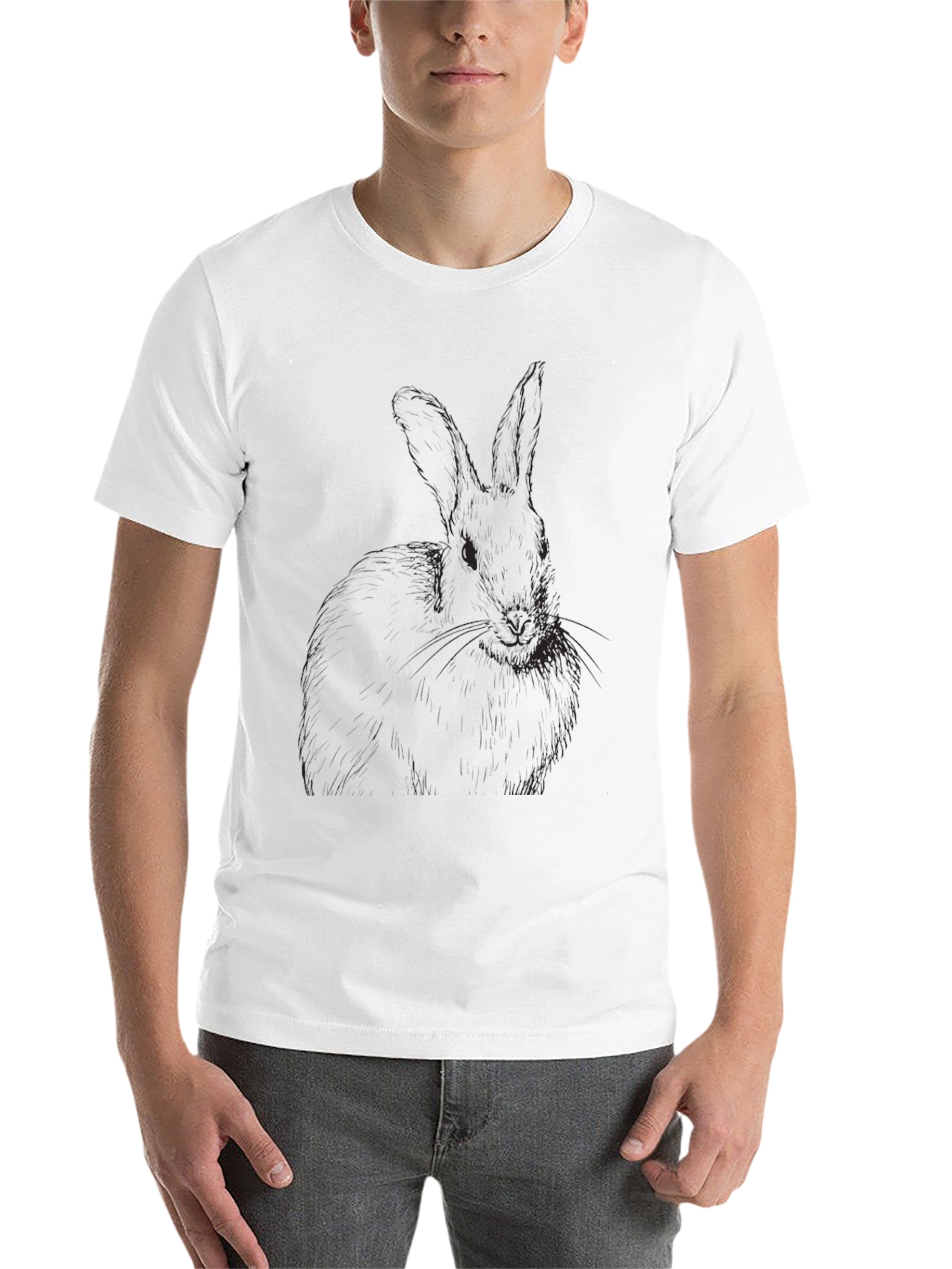 Black Men's Black Rabbit Graphic T-Shirt view 14