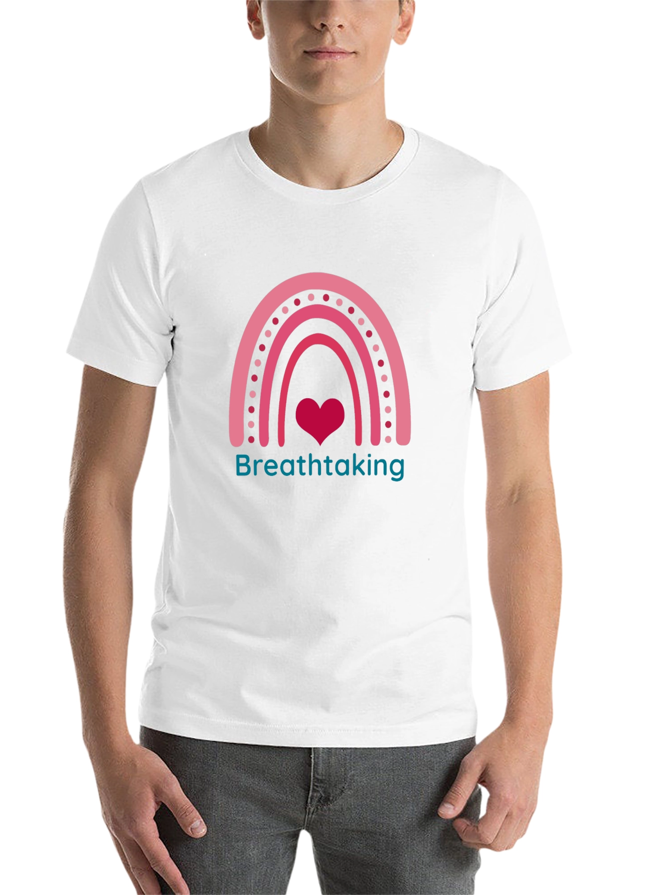 Breathtaking Rainbow Heart Graphic Tee - 14