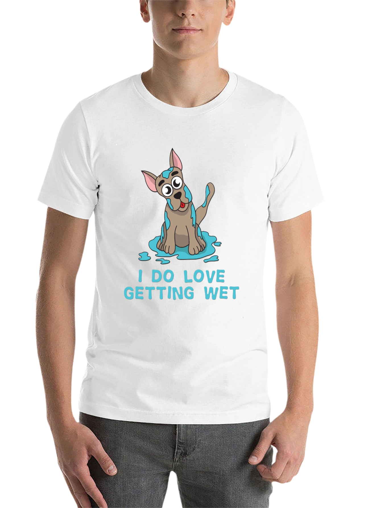 Black Funny 'I DO LOVE GETTING WET' Dog T-Shirt view 14
