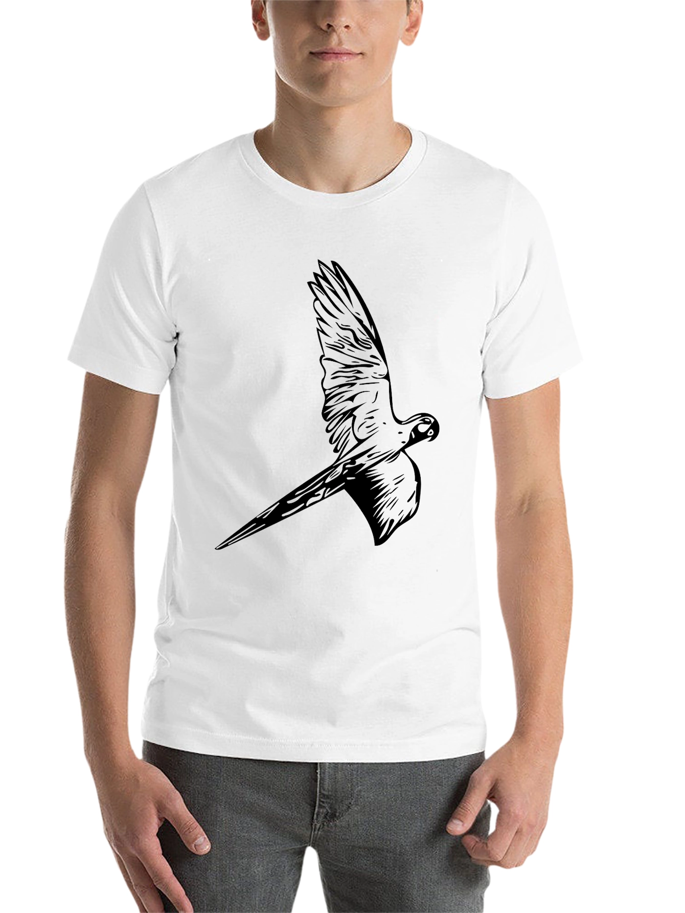 Black Black Parrot Graphic Tee - Stylish Bird Design view 14