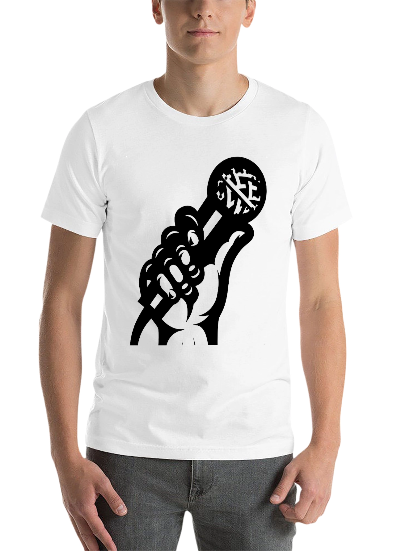 Black Graphic Microphone Hand T-Shirt - Black view 14