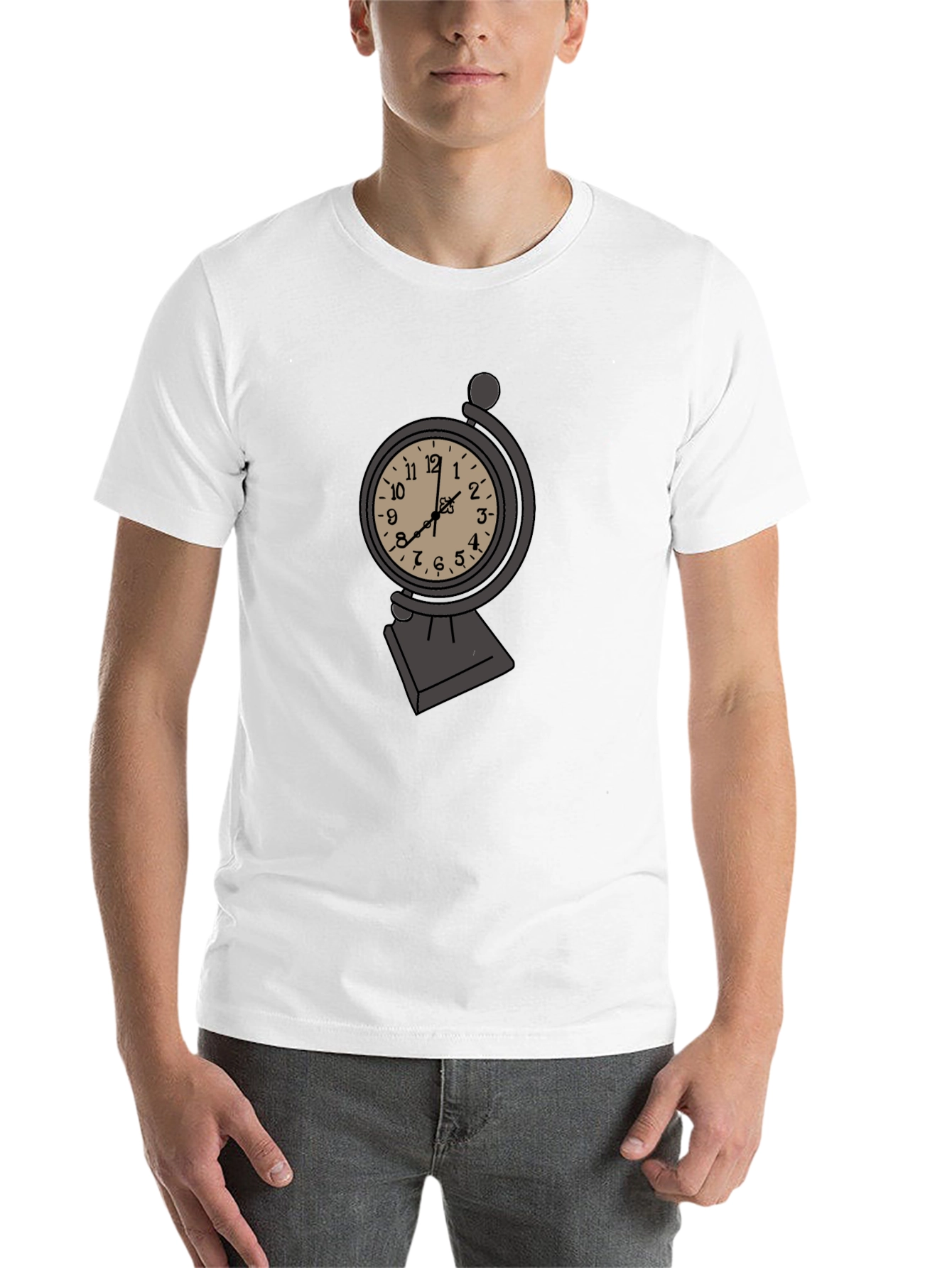 Black Antique Clock Globe Men's Black T-Shirt view 14