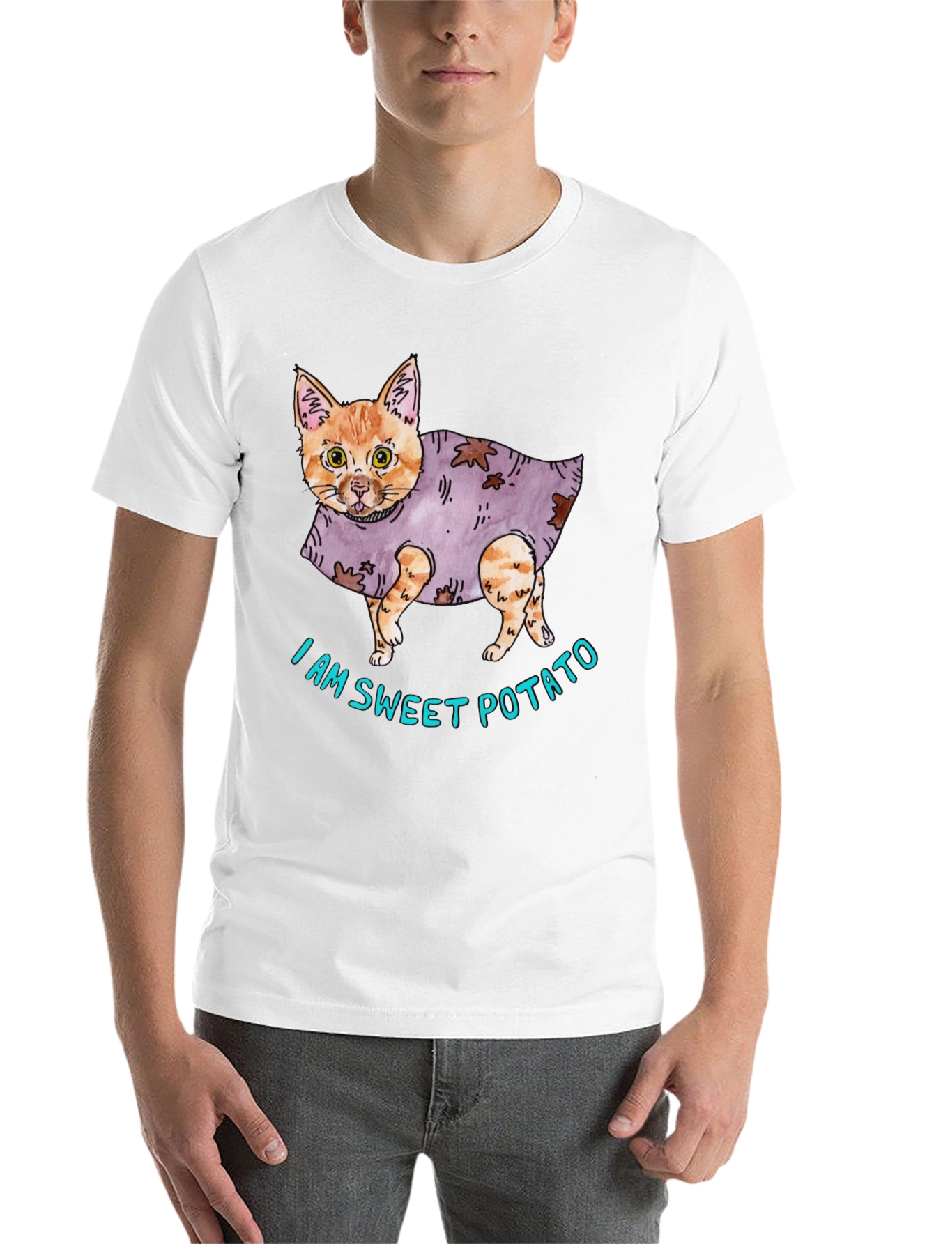 Black Sweet Potato Cat Graphic T-Shirt view 14