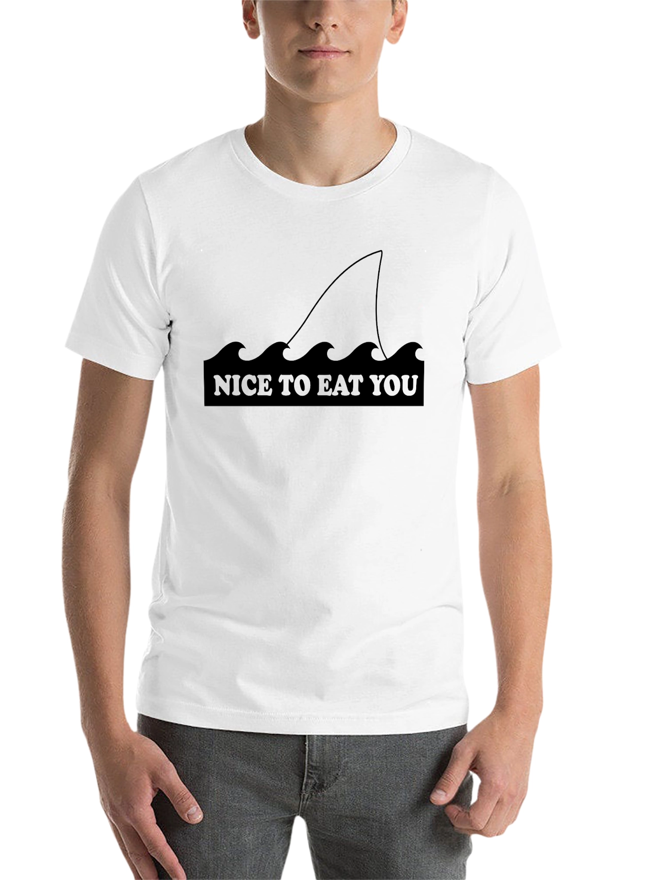Black Nice To Eat You Shark T-Shirt view 14