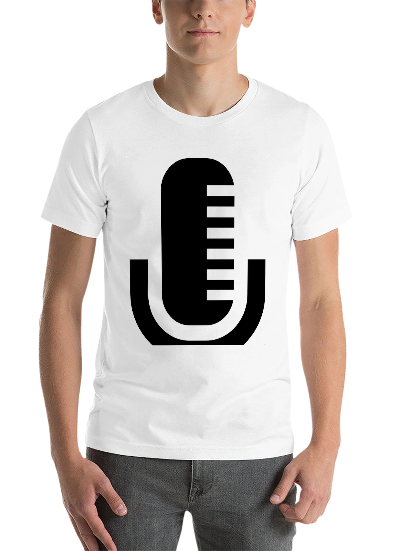 Black Modern Microphone Graphic T-Shirt - Black view 14