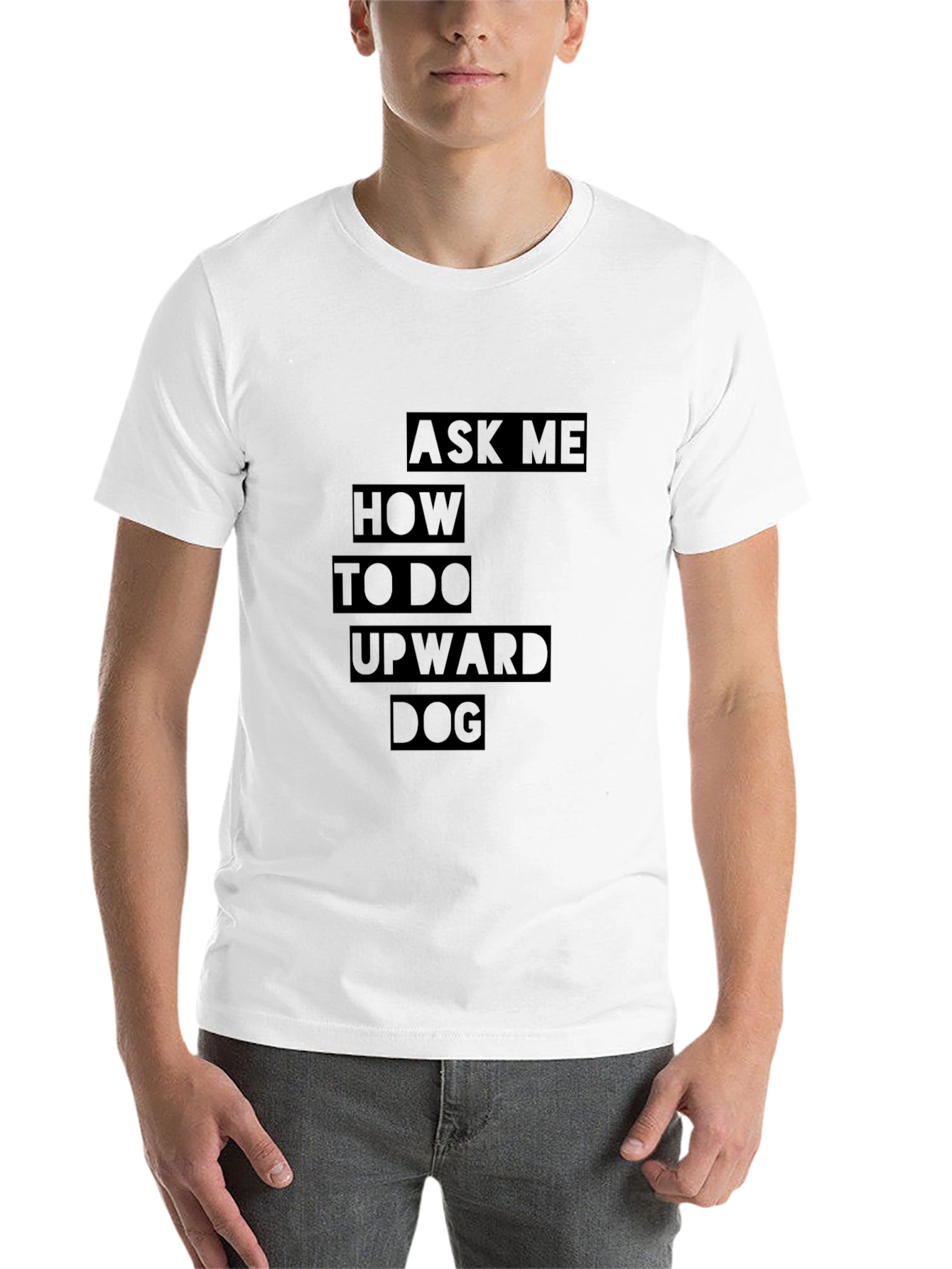 Black Yoga Pose T-Shirt - Ask Me About Upward Dog view 14