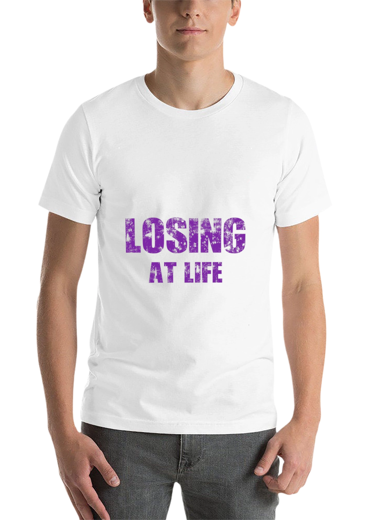 Black Losing at Life Funny Graphic Tee - Black T-Shirt view 14