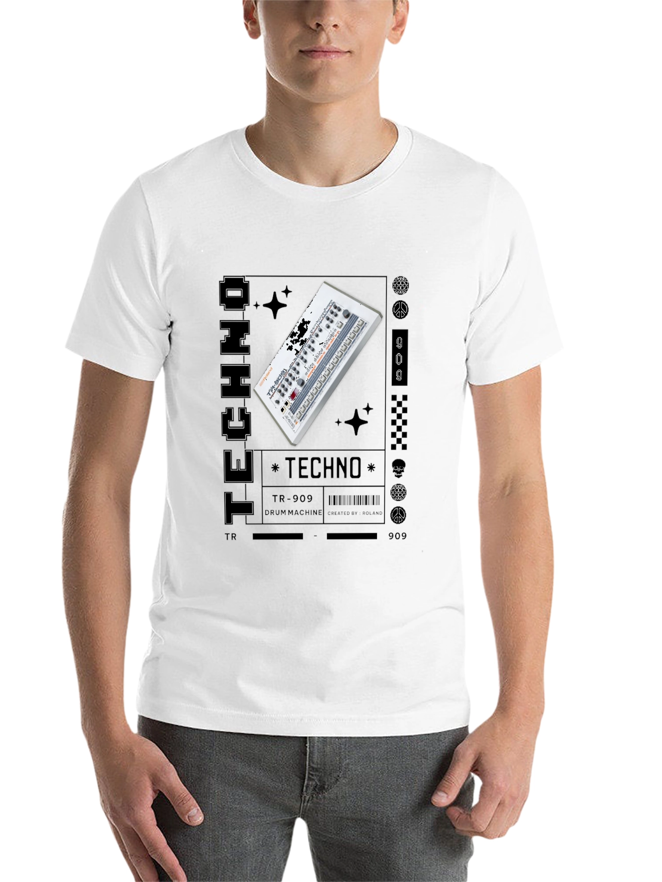 Black Techno Music Graphic T-Shirt view 14