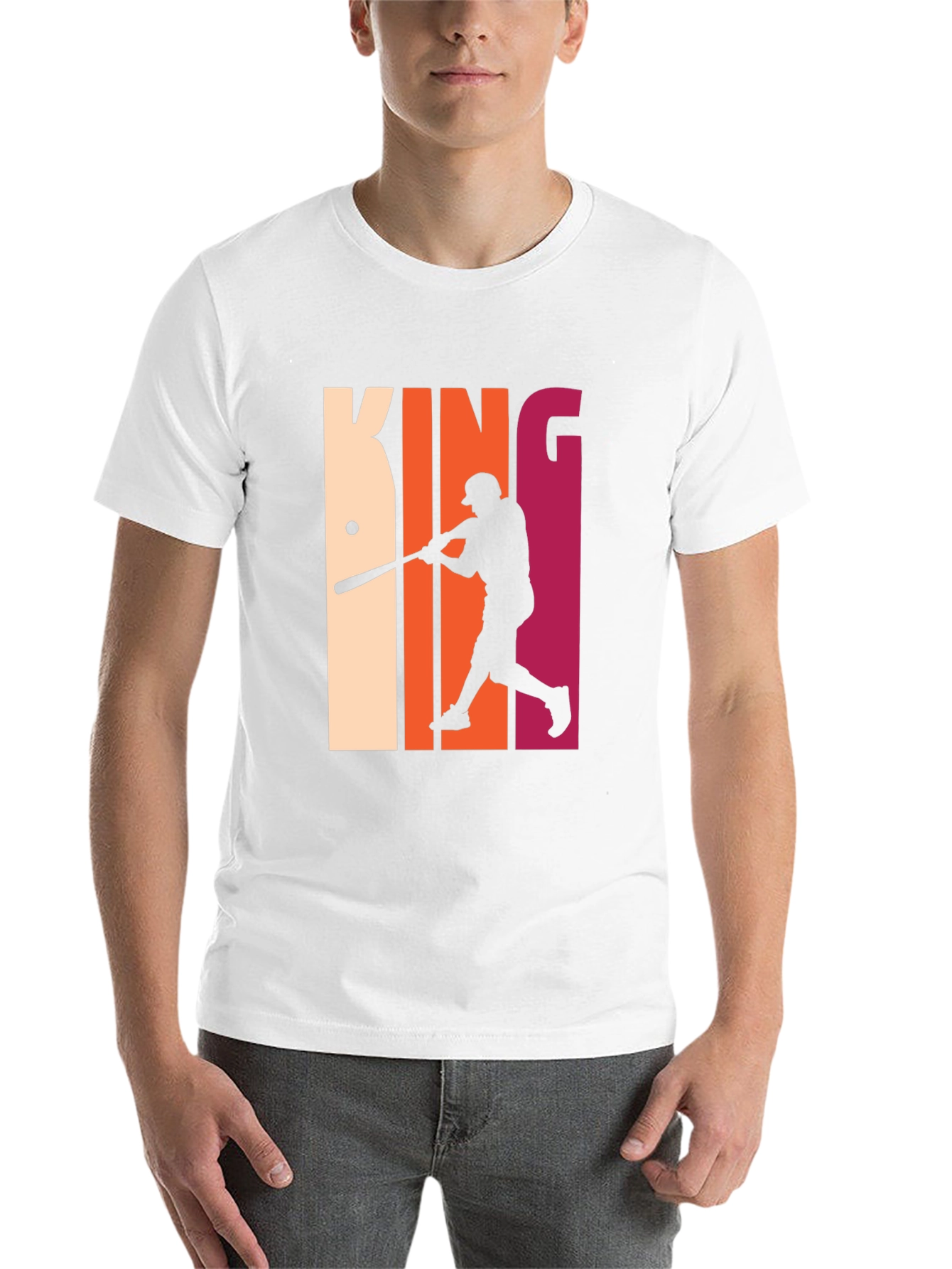 Black King Baseball Player Graphic T-Shirt view 14