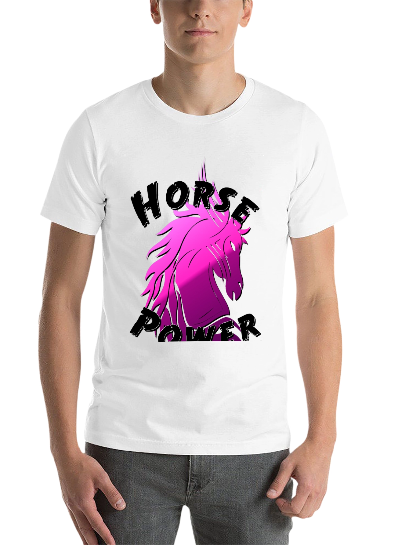Black Horse Power Pink Unicorn Black T-Shirt view 14