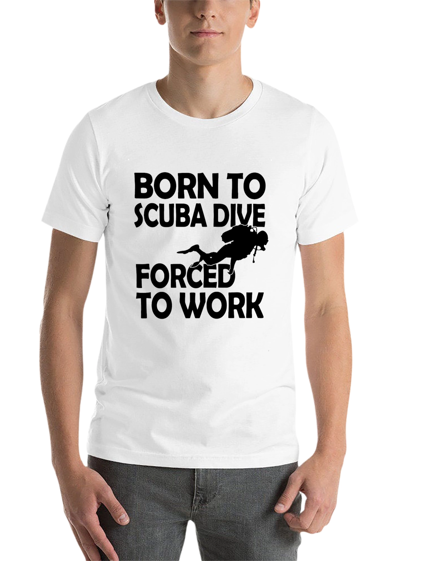 Black Scuba Dive T-Shirt - Born to Dive, Forced to Work view 14