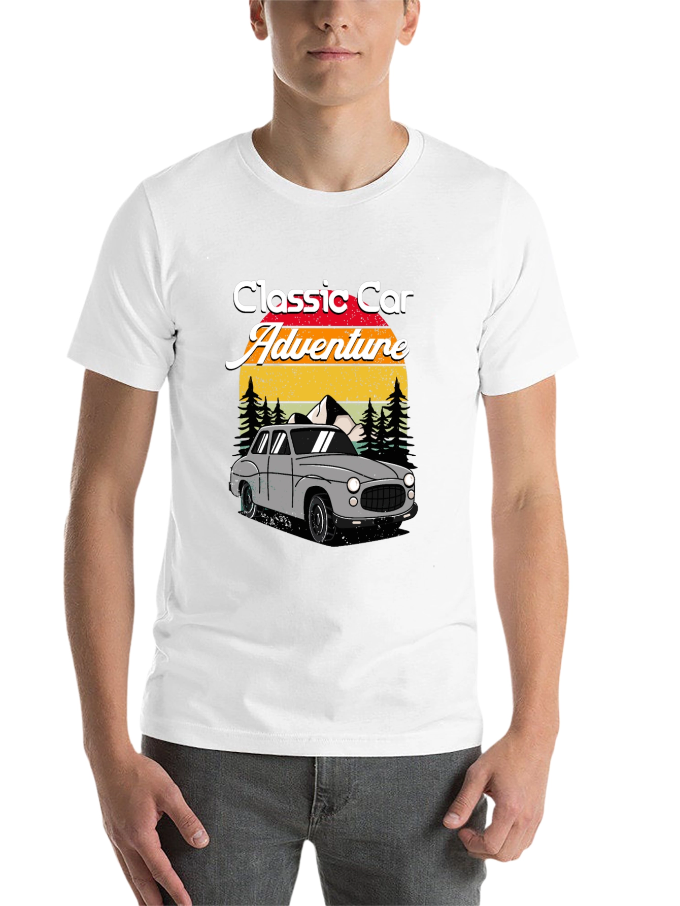 Black Classic Car Adventure T-Shirt view 14