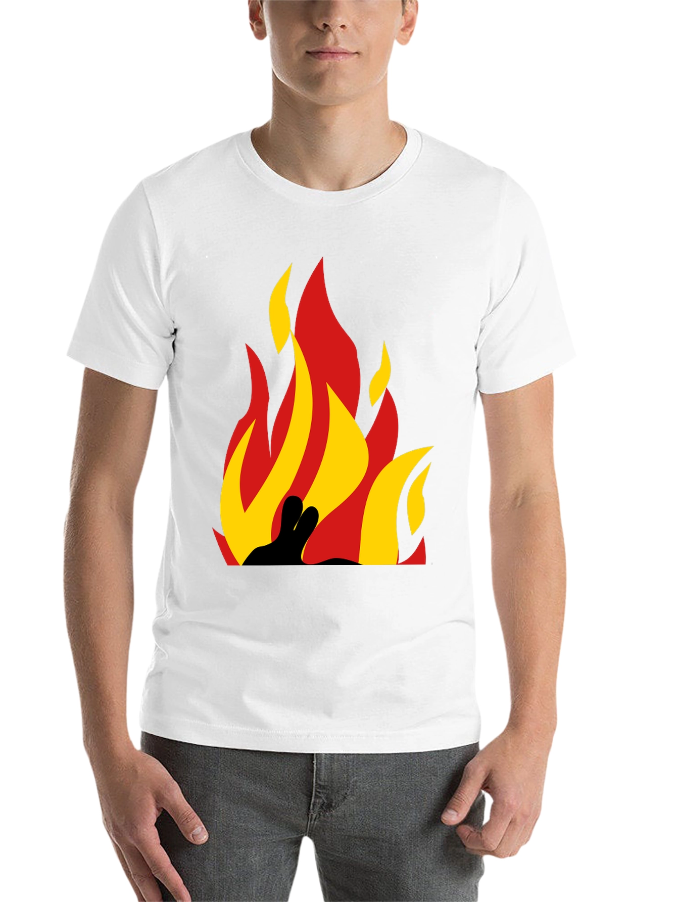 Black Flame Graphic Tee - Bold Black Cotton T-Shirt view 14