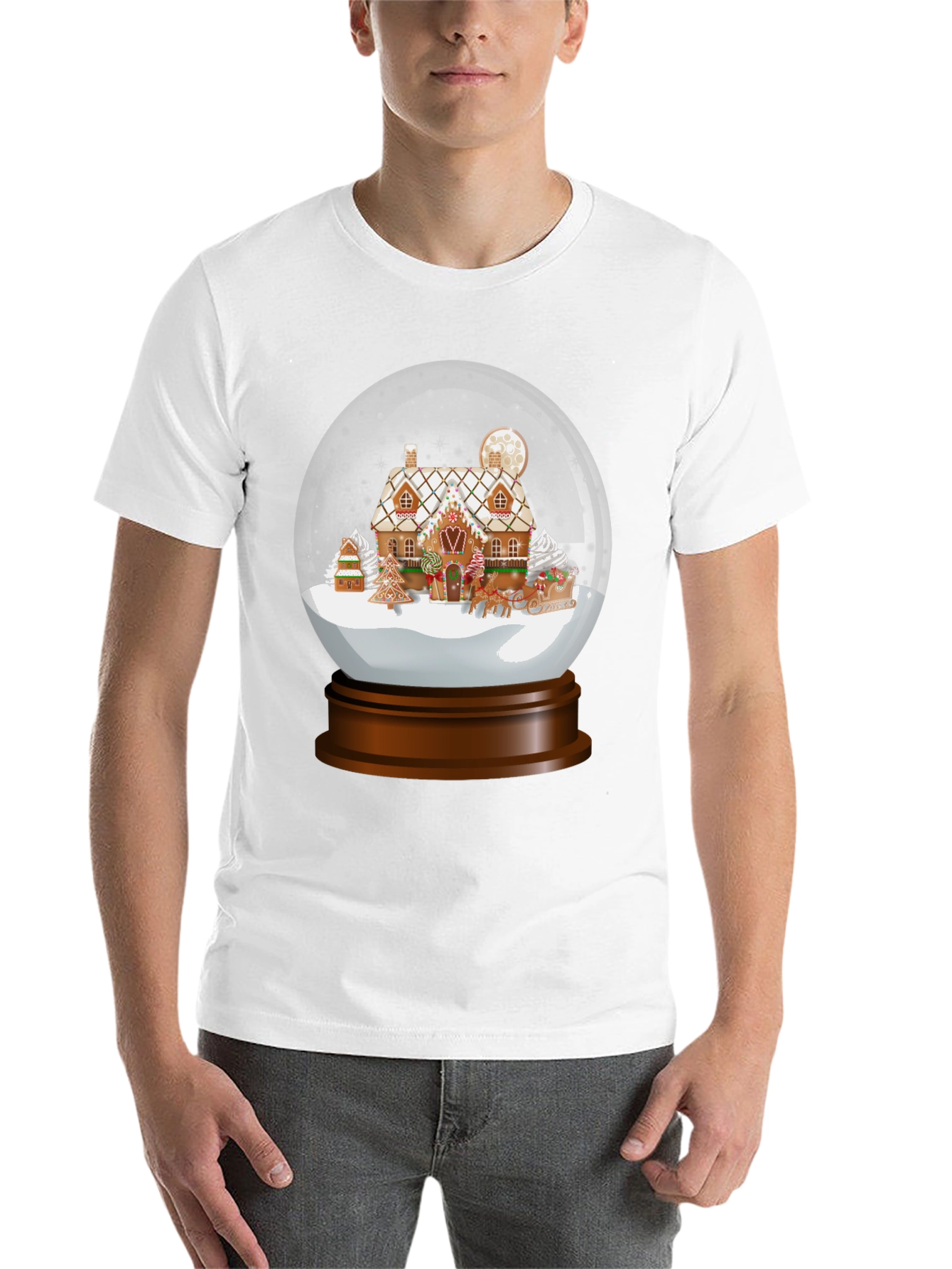 Black Gingerbread House Snow Globe Graphic Tee view 14