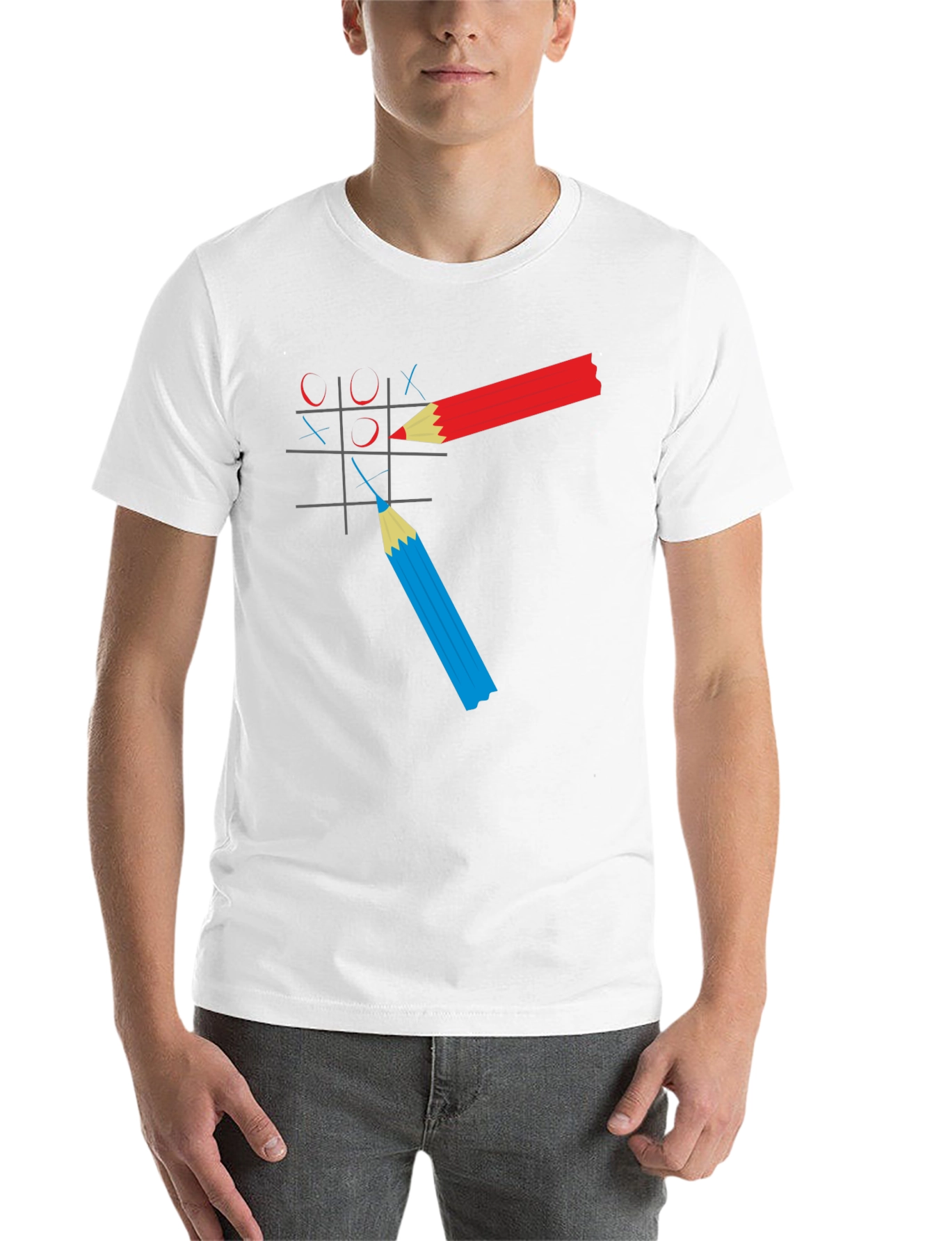Black Tic-Tac-Toe Graphic Tee - Pencil Game T-Shirt view 14