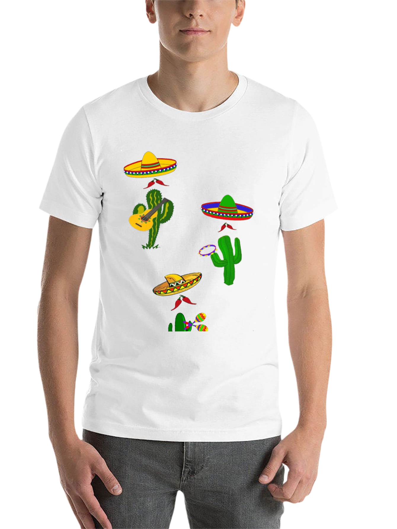 Black Festive Fiesta T-Shirt: Sombreros, Cacti, and Musical Fun view 14