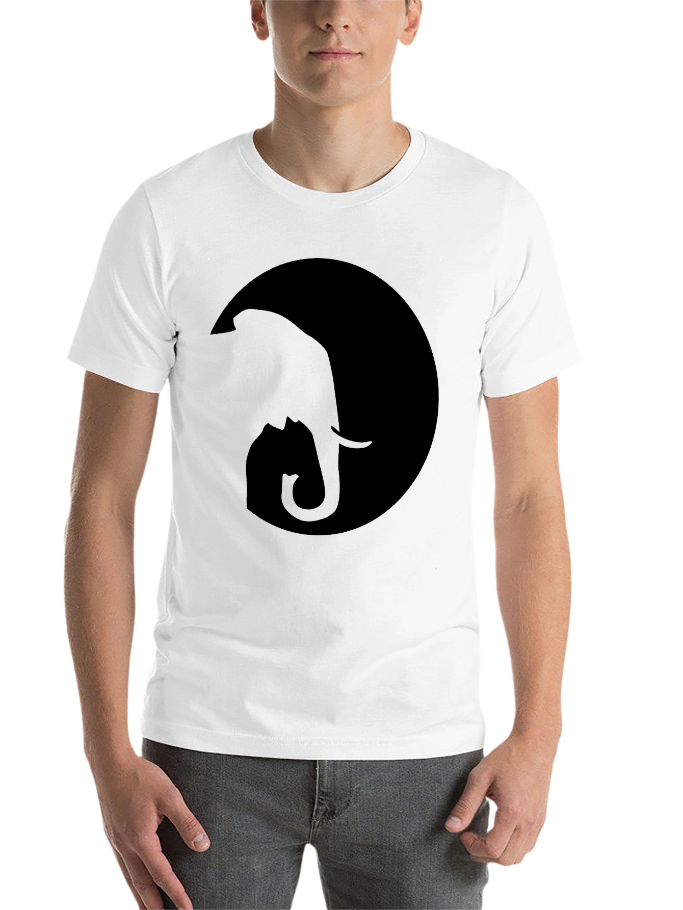 Black Elephant Moon Graphic Tee - Stylish Black Cotton T-Shirt view 14
