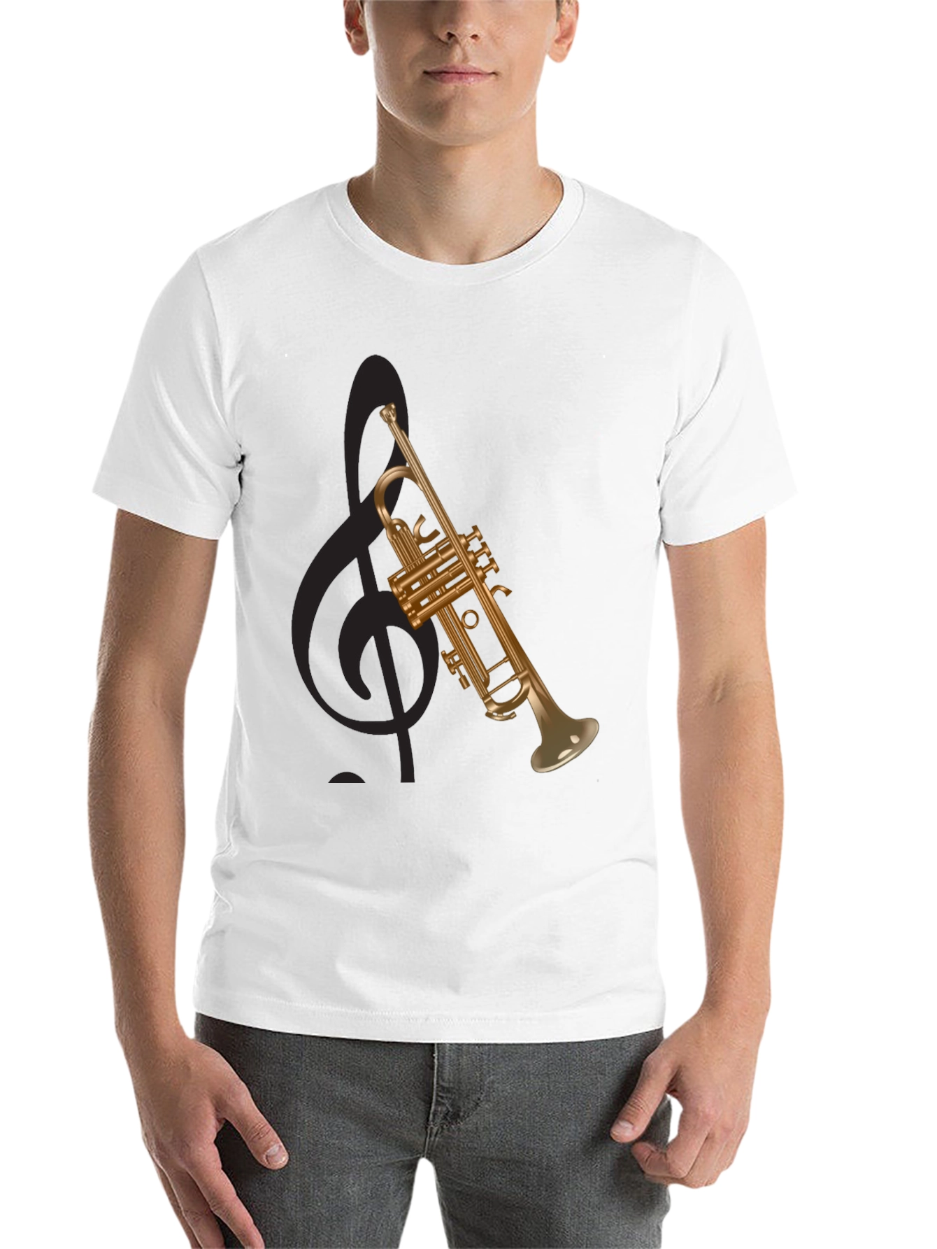 Black Trumpet Graphic Tee - Musical Instrument T-Shirt view 14