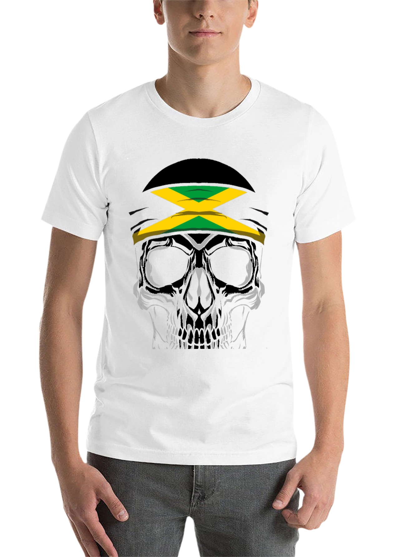 Black Jamaican Skull Graphic T-Shirt view 14