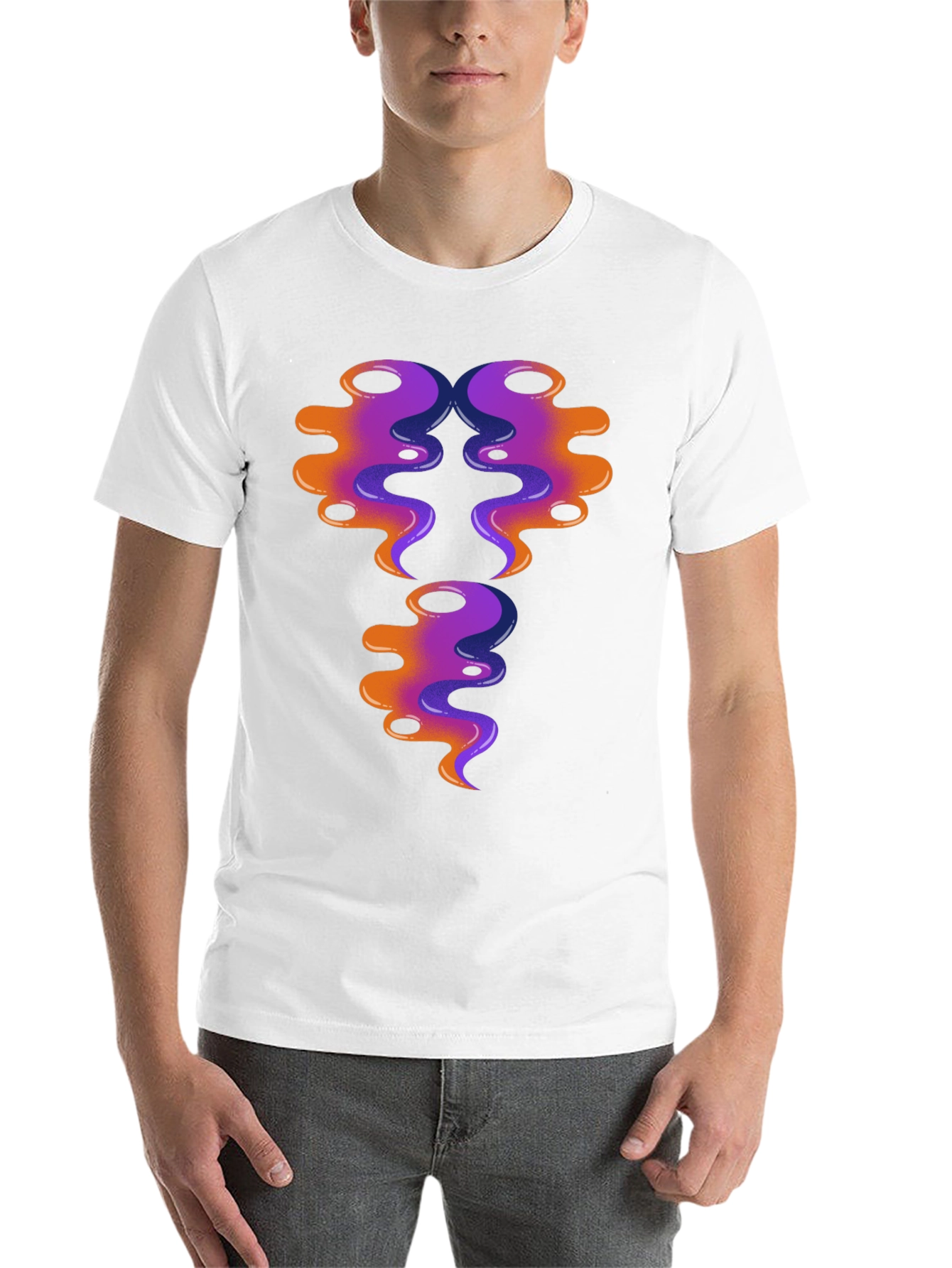 Black Abstract Swirl Design Graphic Tee - Black Cotton view 14