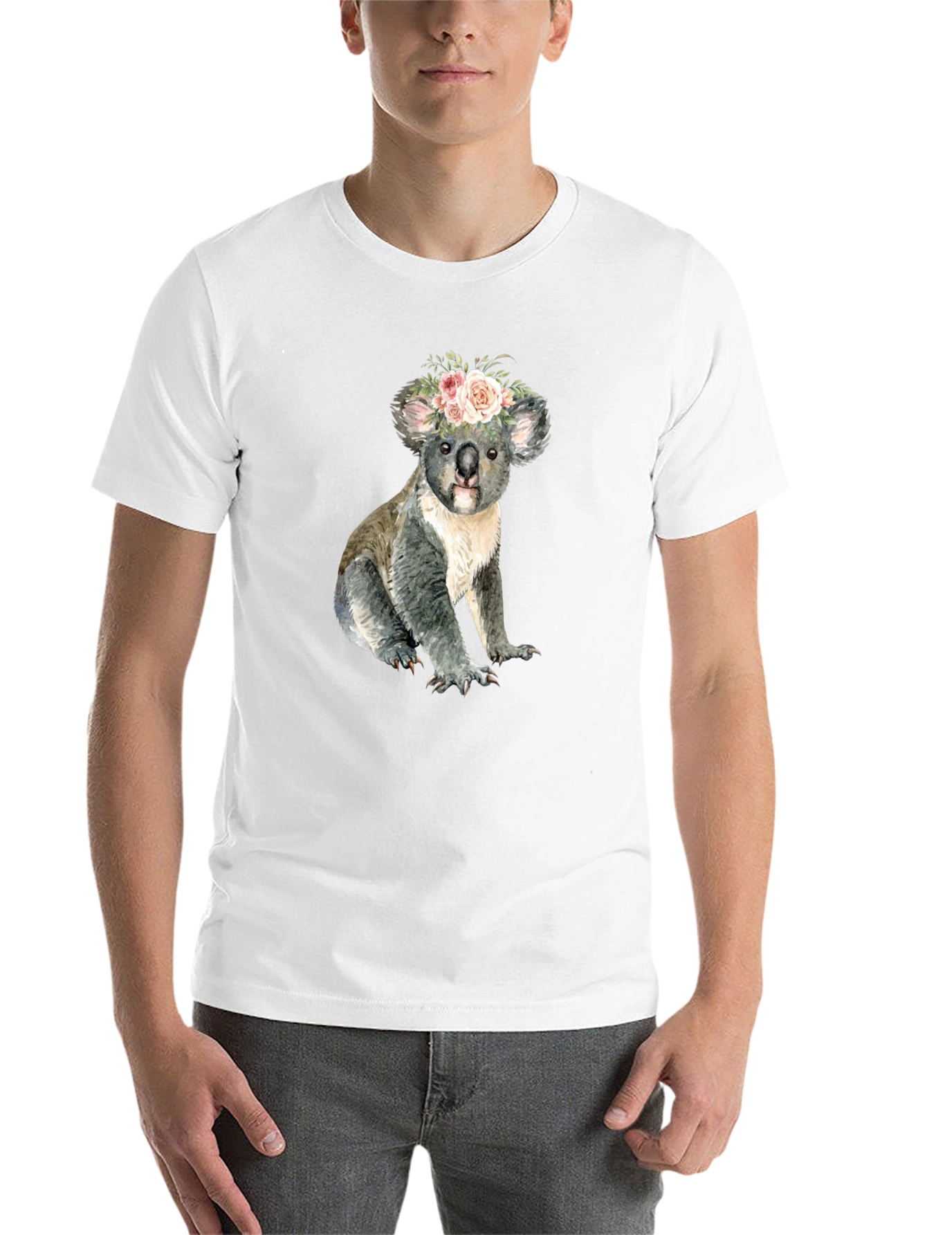Black Floral Koala Bear Graphic T-Shirt view 14