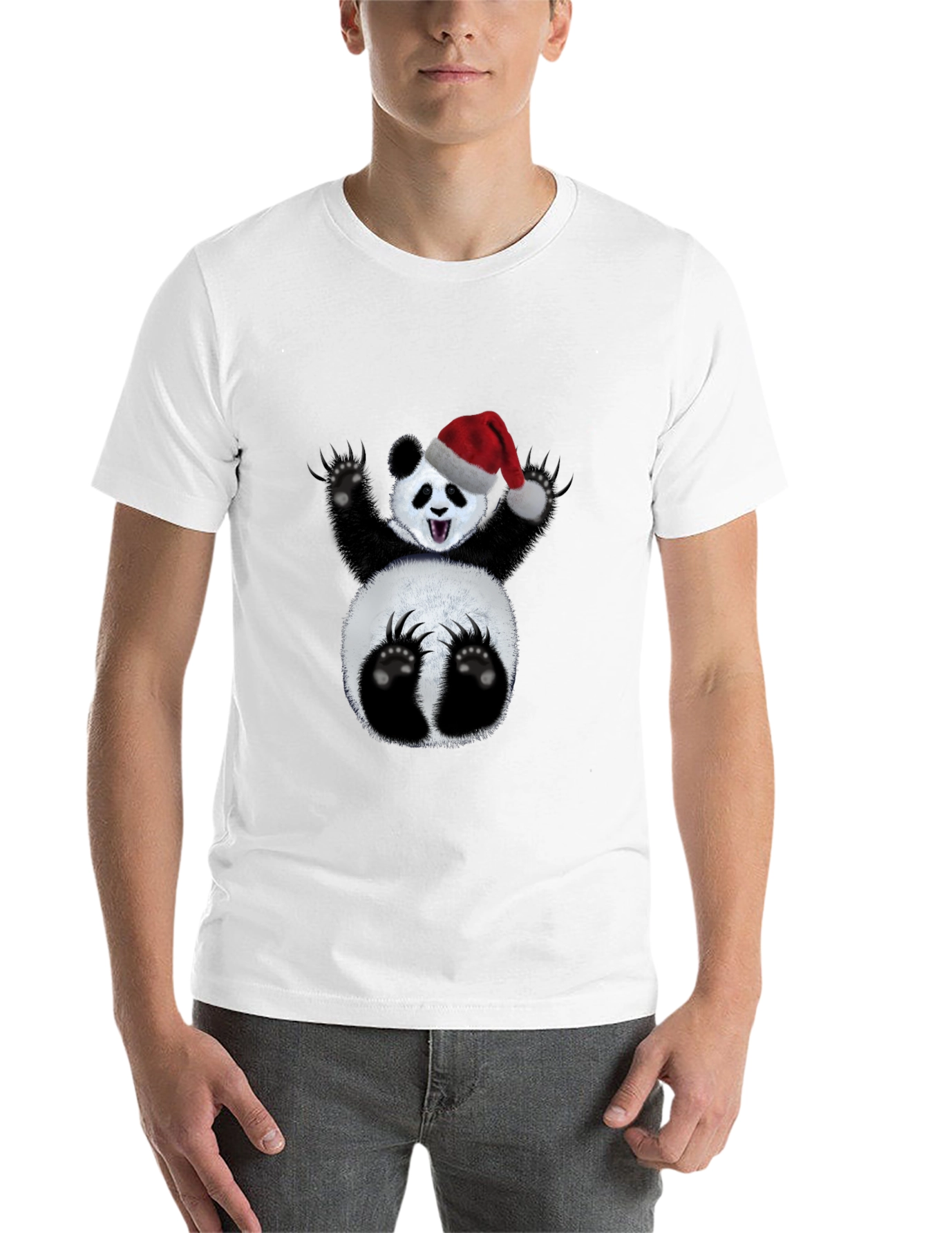 Black Festive Panda T-Shirt - Holiday Cheer view 14