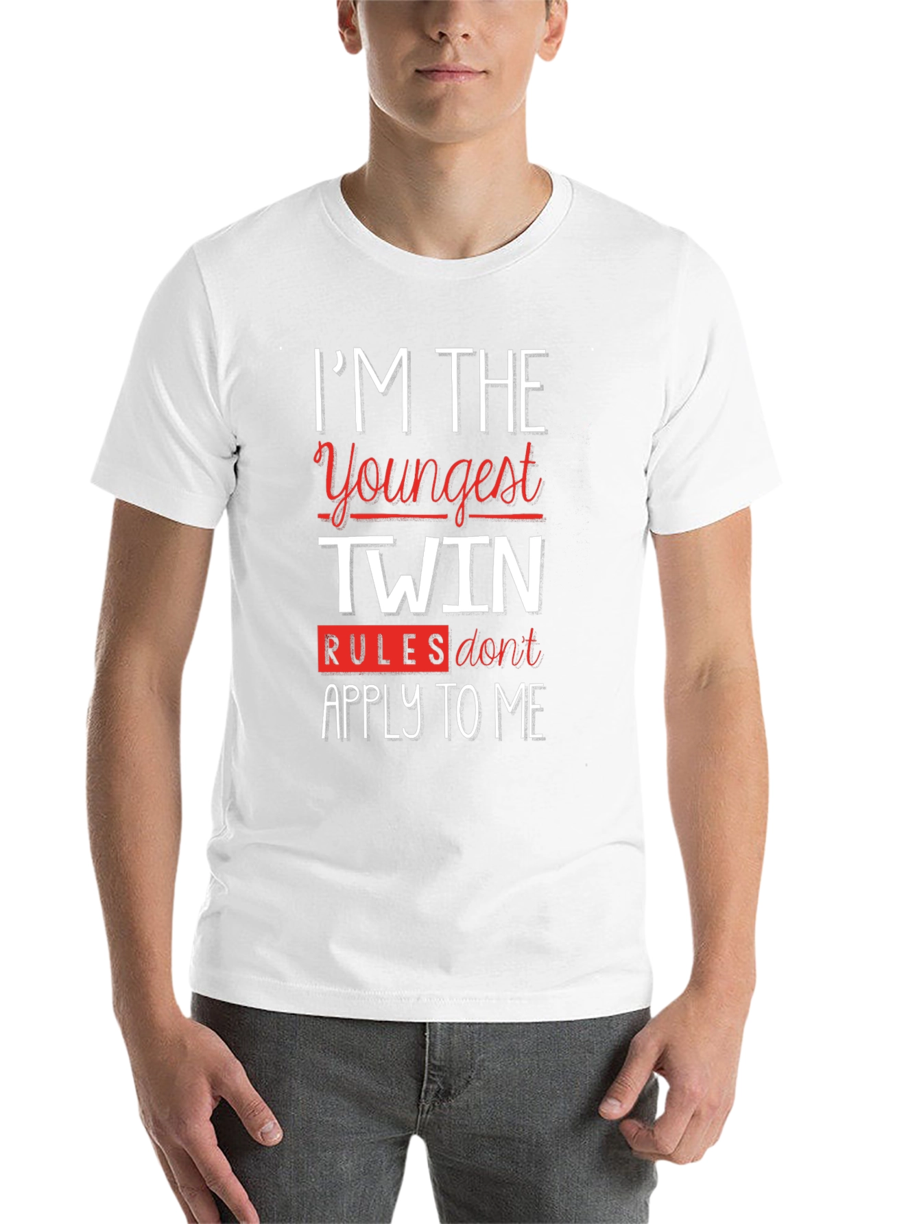 Black I'm The Youngest Twin Funny T-Shirt view 14