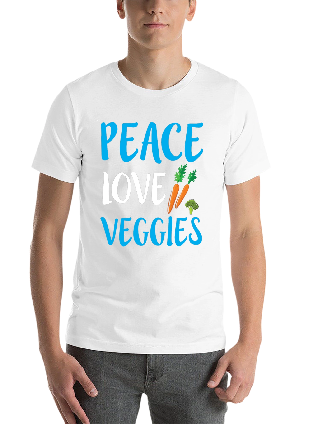 Black Peace Love Veggies Black Graphic Tee view 14