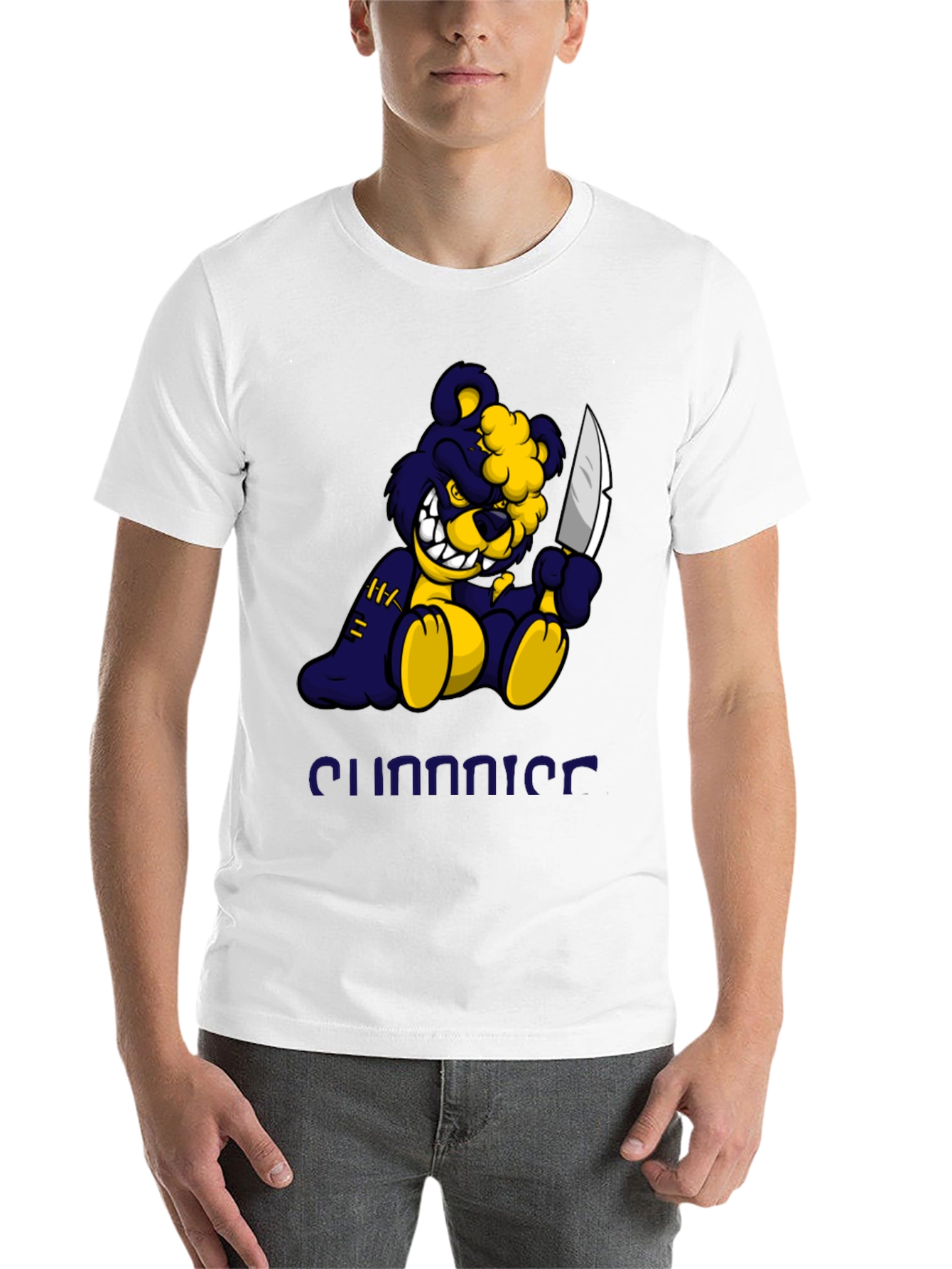 Black Men's Black Graphic Tee - Killer Bear Design view 14