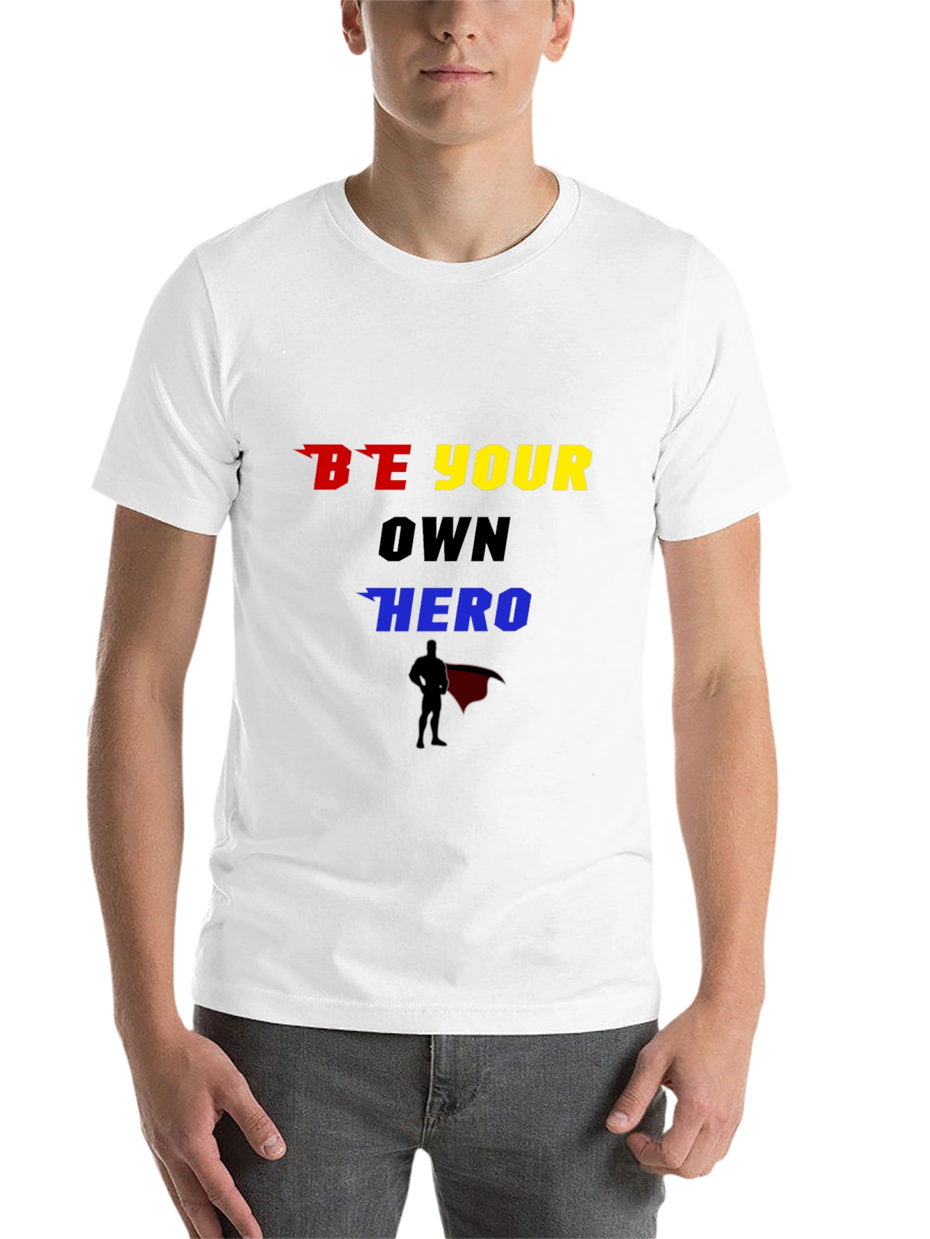 Black Be Your Own Hero Graphic T-Shirt view 14