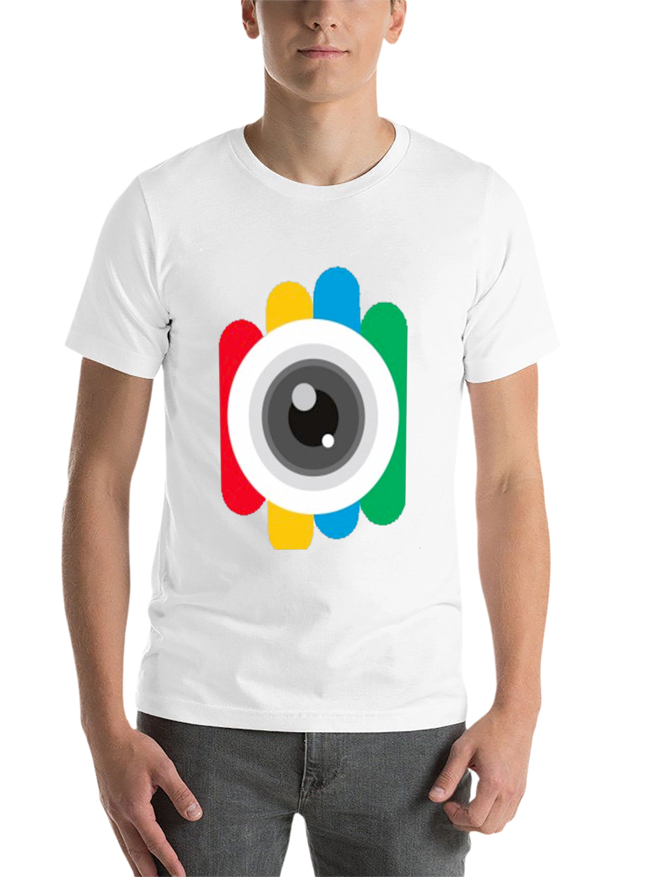Black Colorful Camera Eye Graphic Black T-Shirt view 14