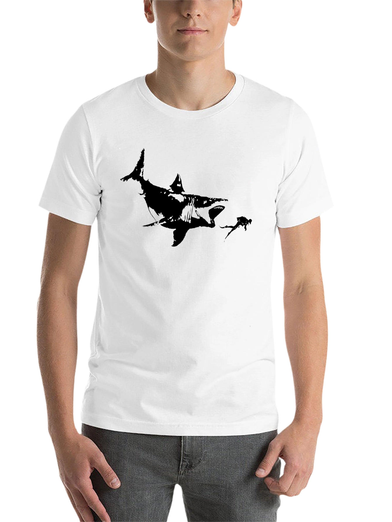 Black Shark Graphic Black T-Shirt view 14