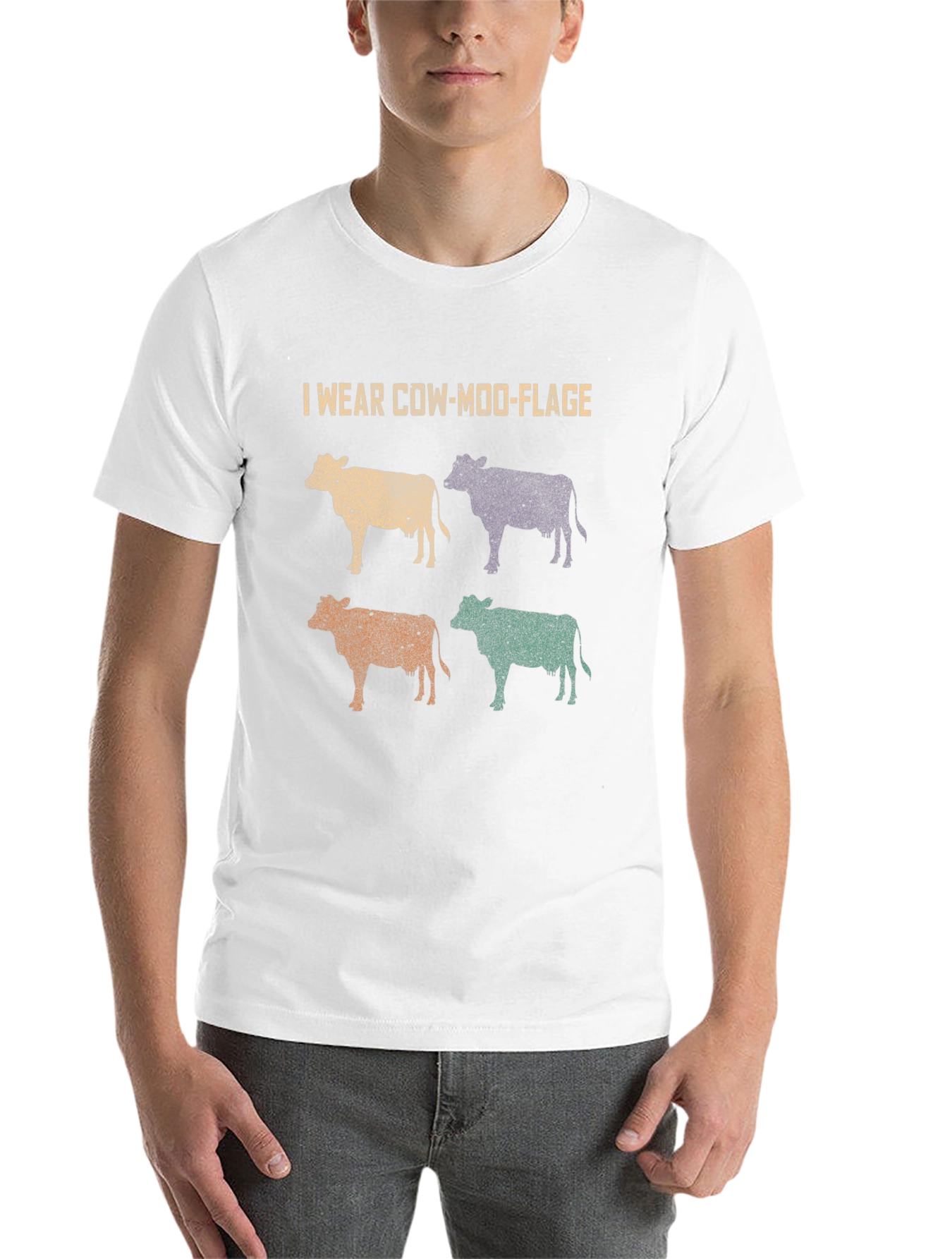 Black Cow-Moo-Flage Graphic T-Shirt - Novelty Farm Tee view 14