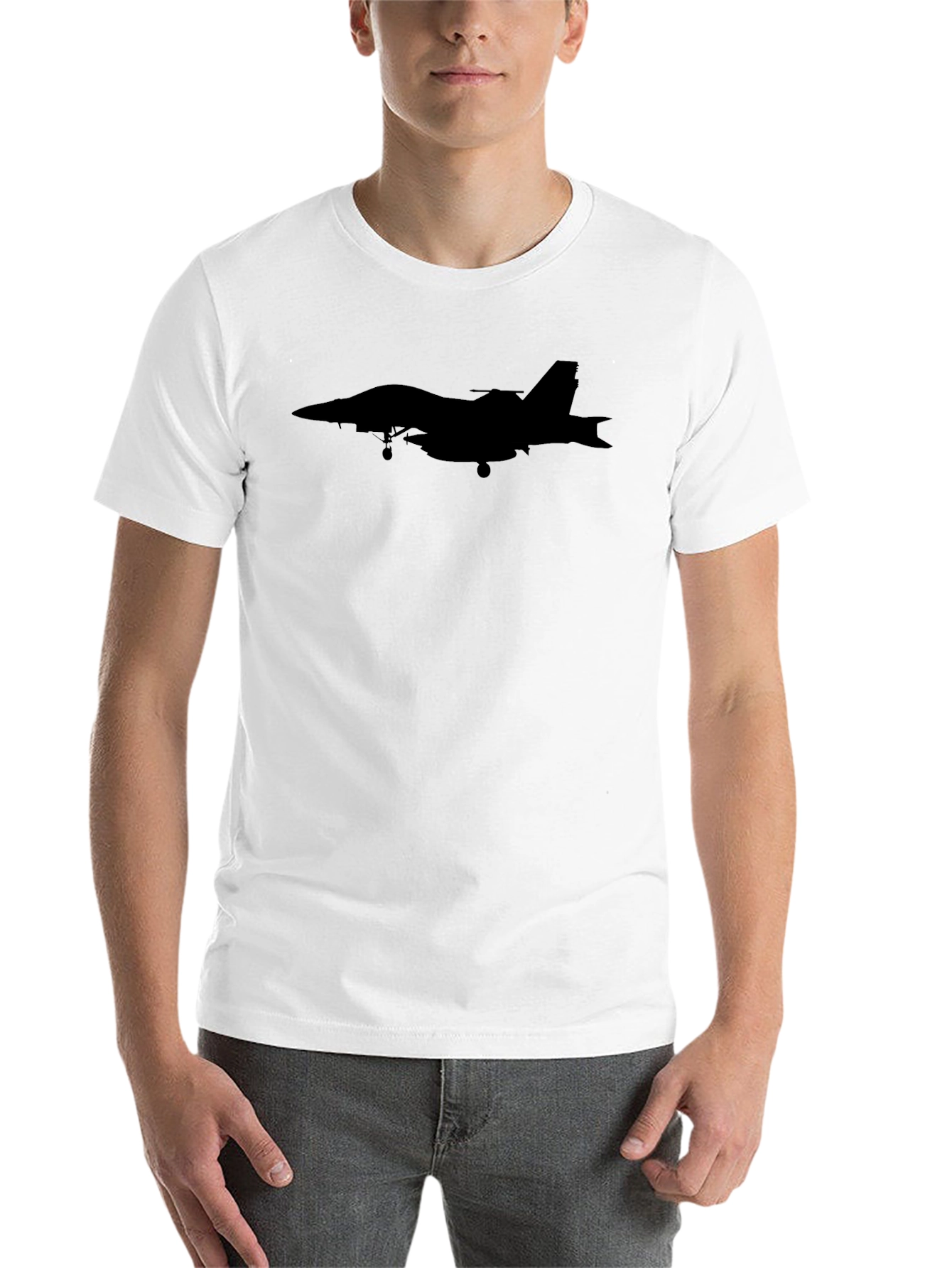 Black Jet Fighter Silhouette Graphic Tee - Black view 14