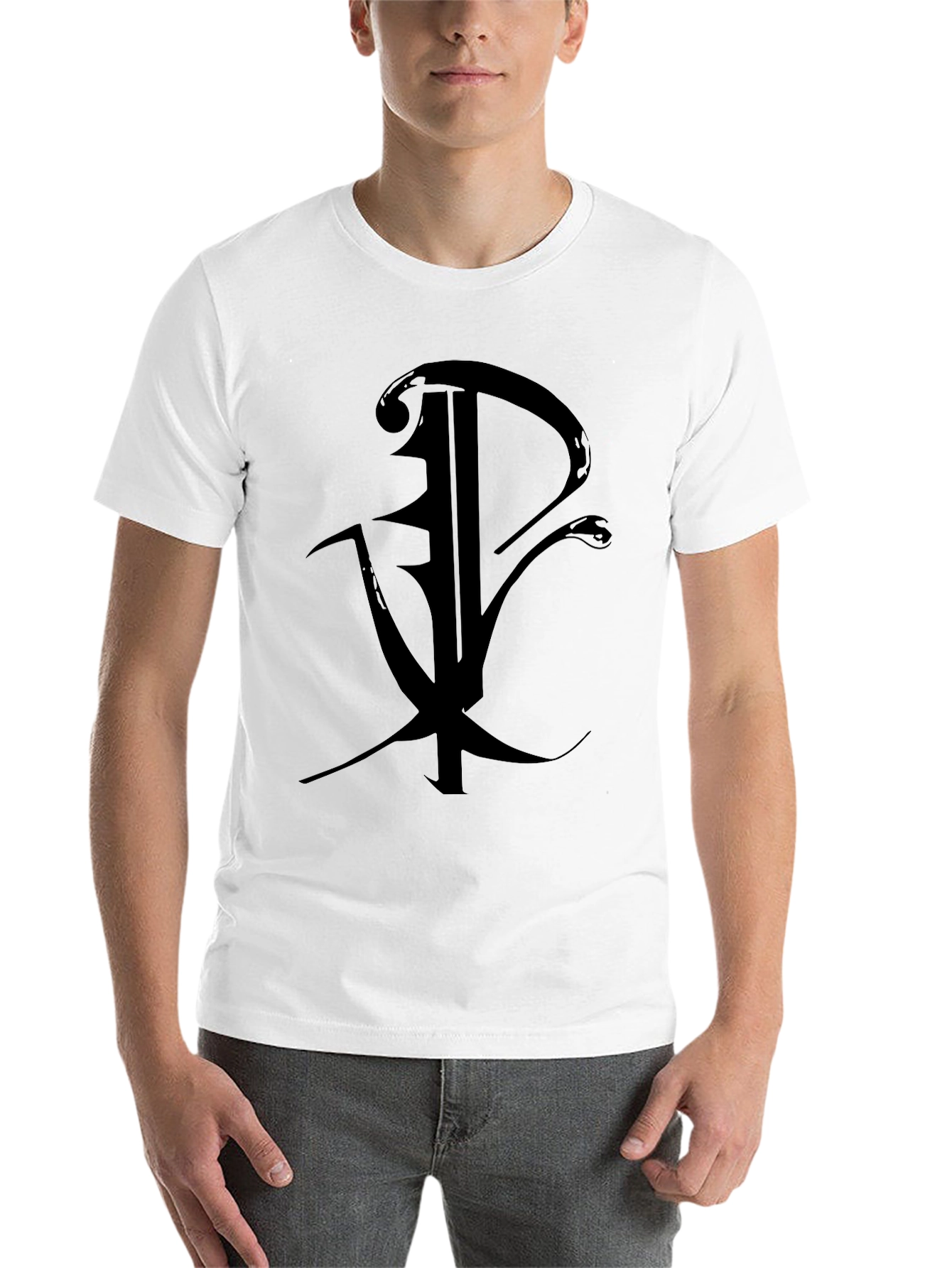 Black Black Graphic Tee with Abstract Symbol view 14