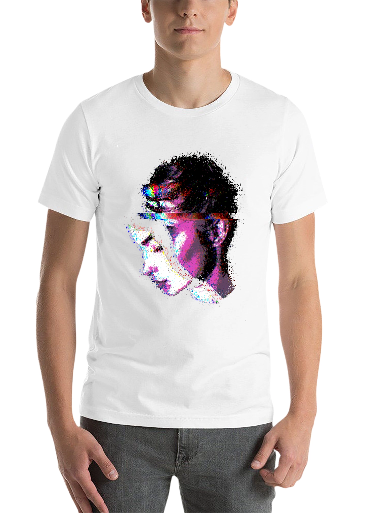 Black Abstract Face Graphic Black T-Shirt view 14