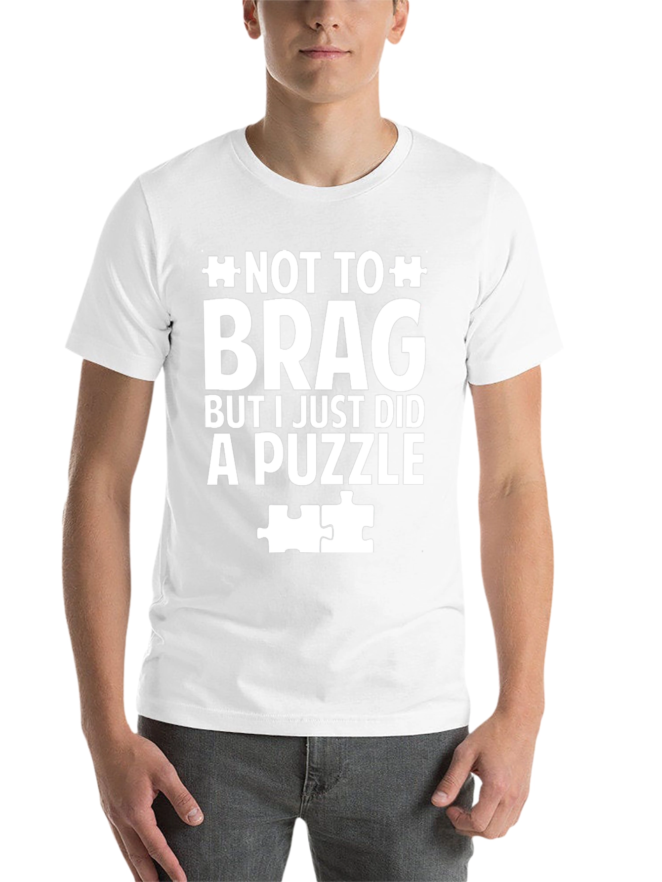 Black Puzzle Solved! Funny Graphic T-Shirt view 14