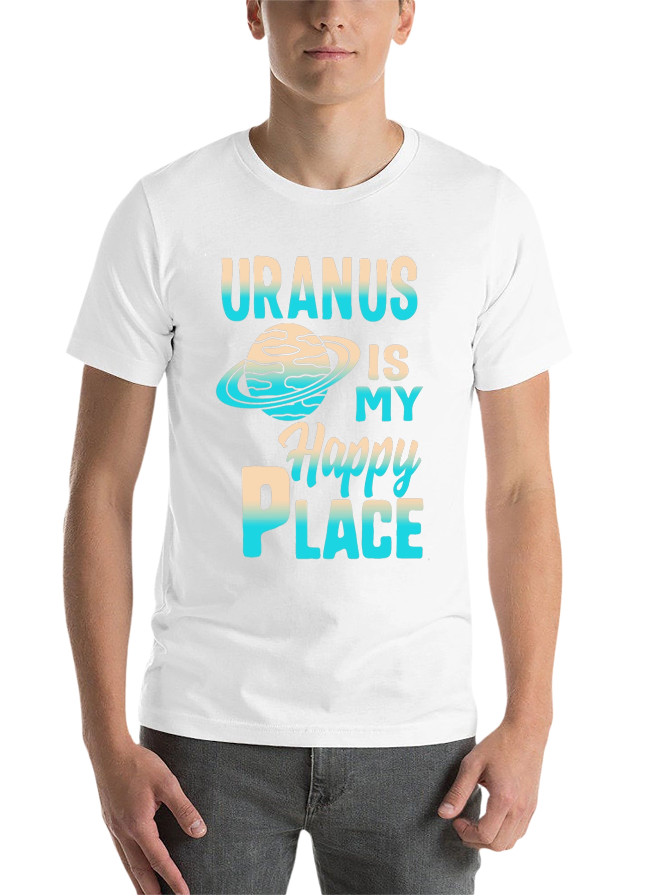 Black Uranus Happy Place Graphic T-Shirt view 14