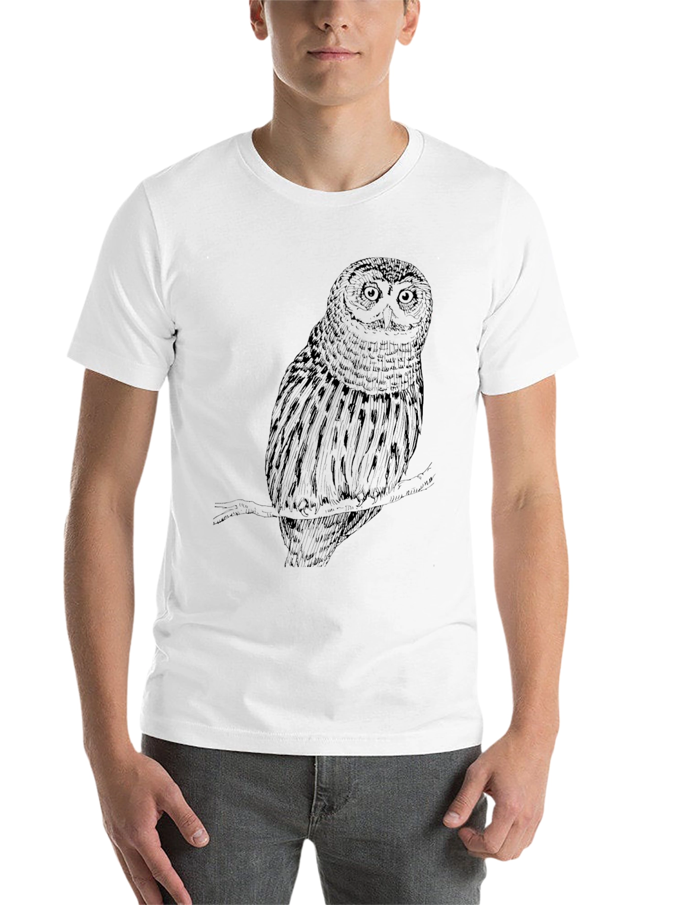Black Men's Black Owl Graphic Tee view 14