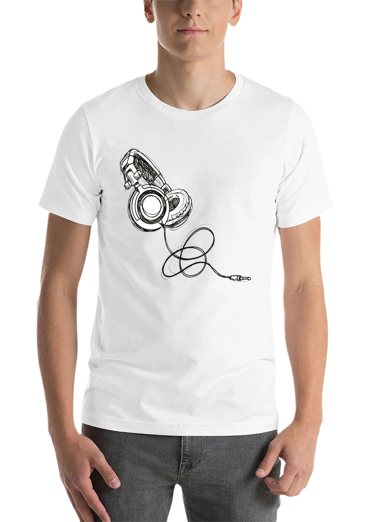 Black Headphone Graphic Tee - Stylish Black T-Shirt view 14