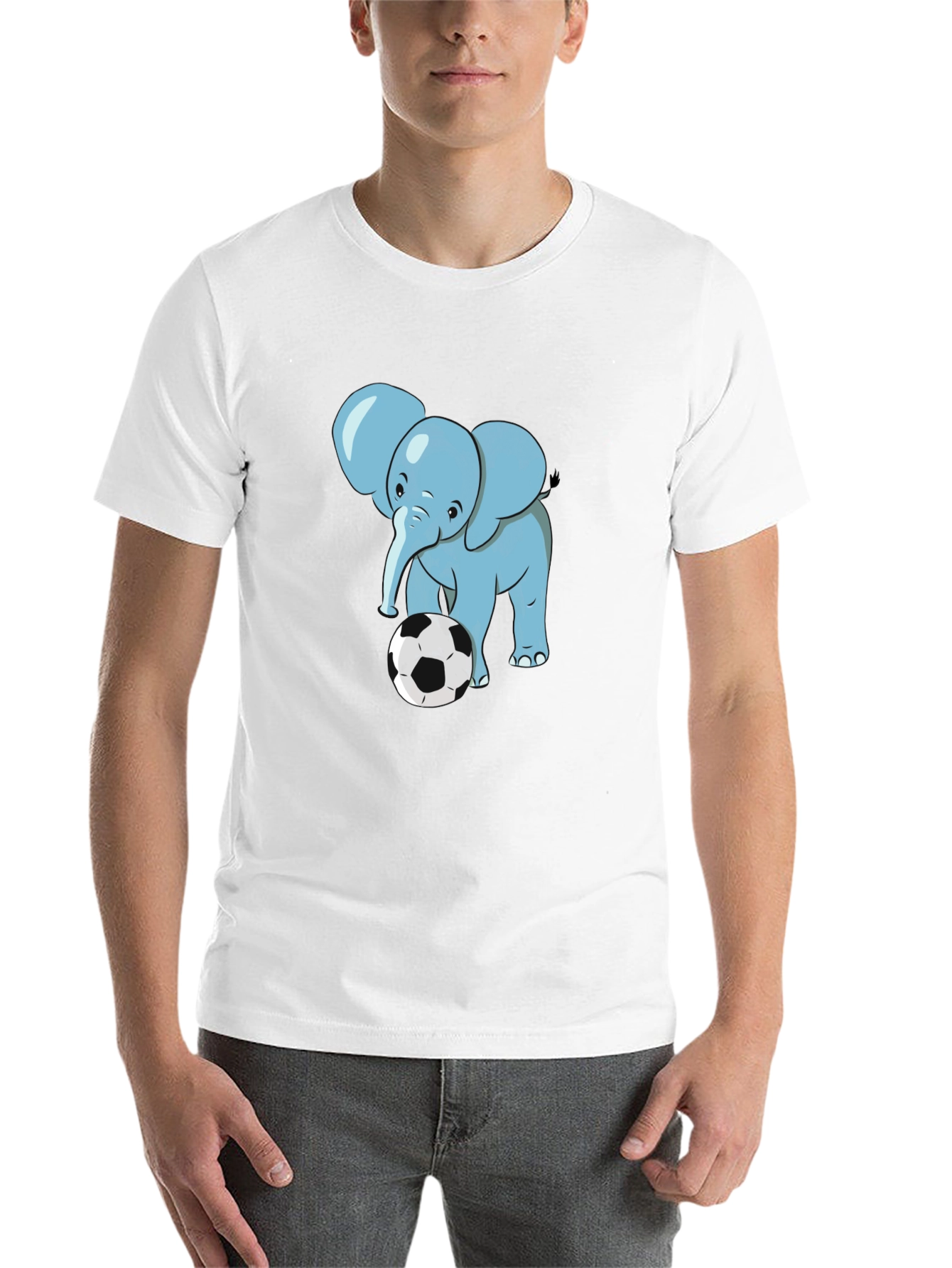 Black Elephant Soccer T-Shirt - Black Cotton Tee view 14