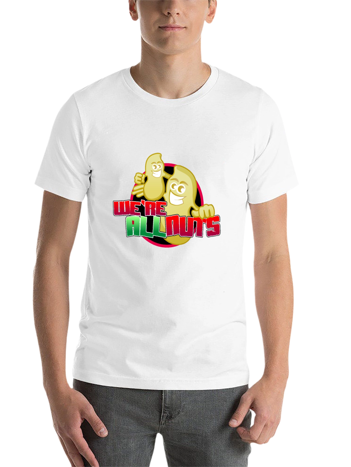 Black We're All Nuts T-Shirt - Funny Cartoon Graphic Tee view 14