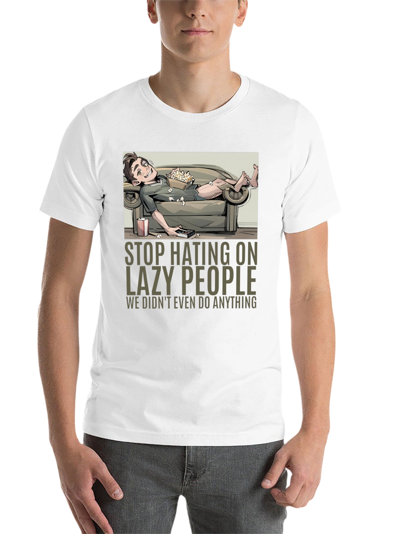 Black Stop Hating Lazy People Graphic Tee view 14