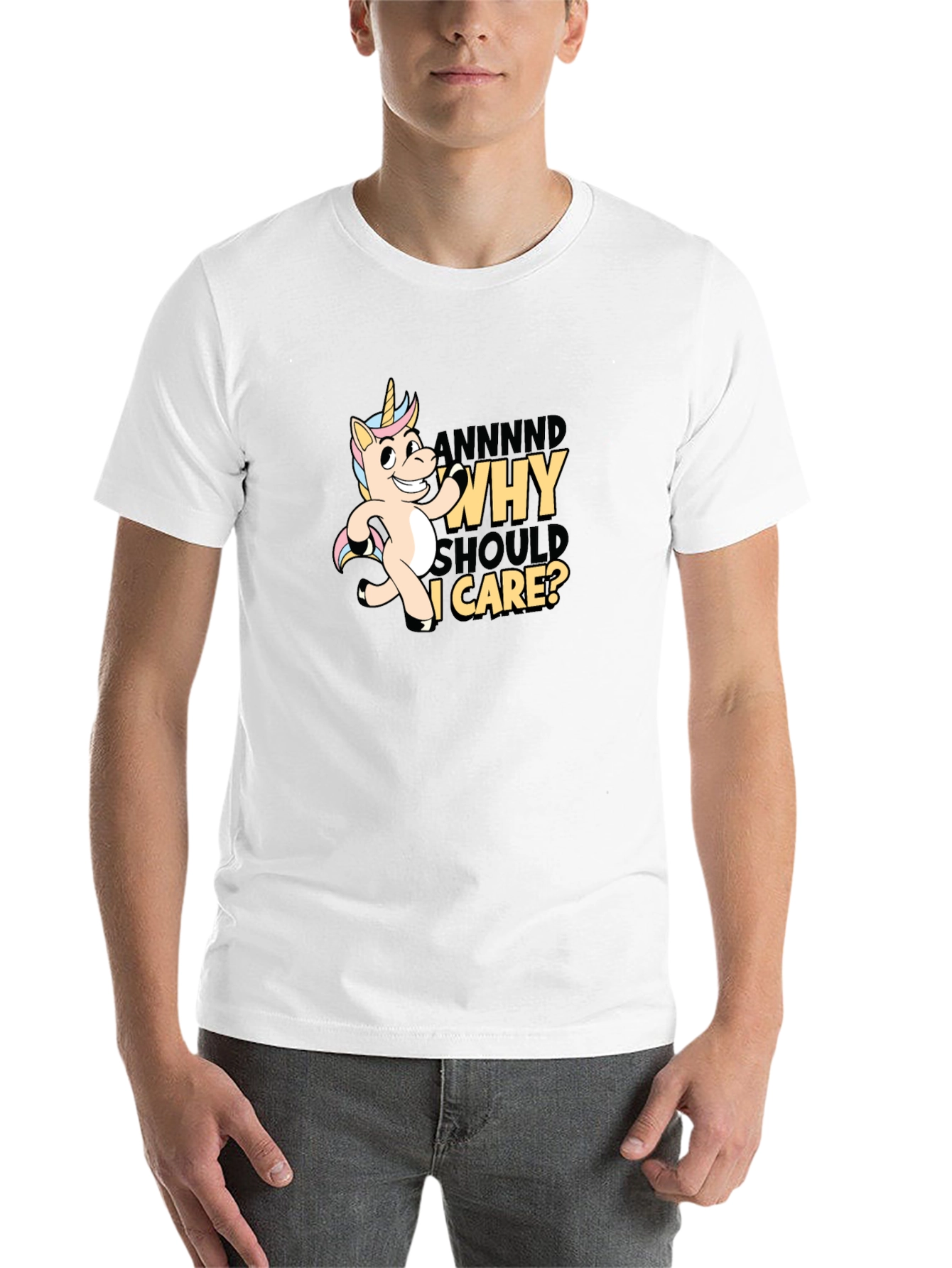 Black Funny Unicorn Why Should I Care T-Shirt view 14