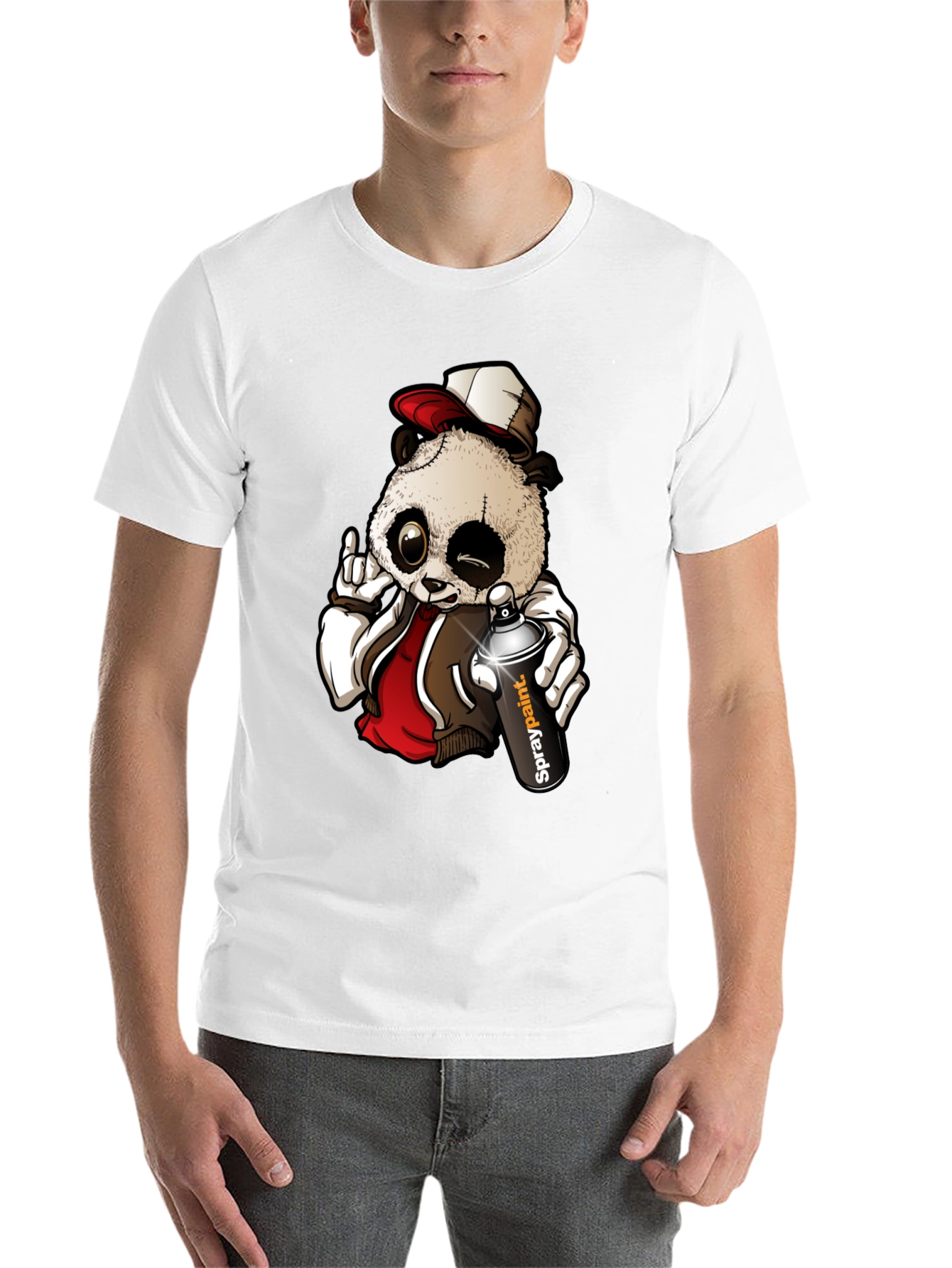 Black Cool Panda Graffiti Artist T-Shirt view 14