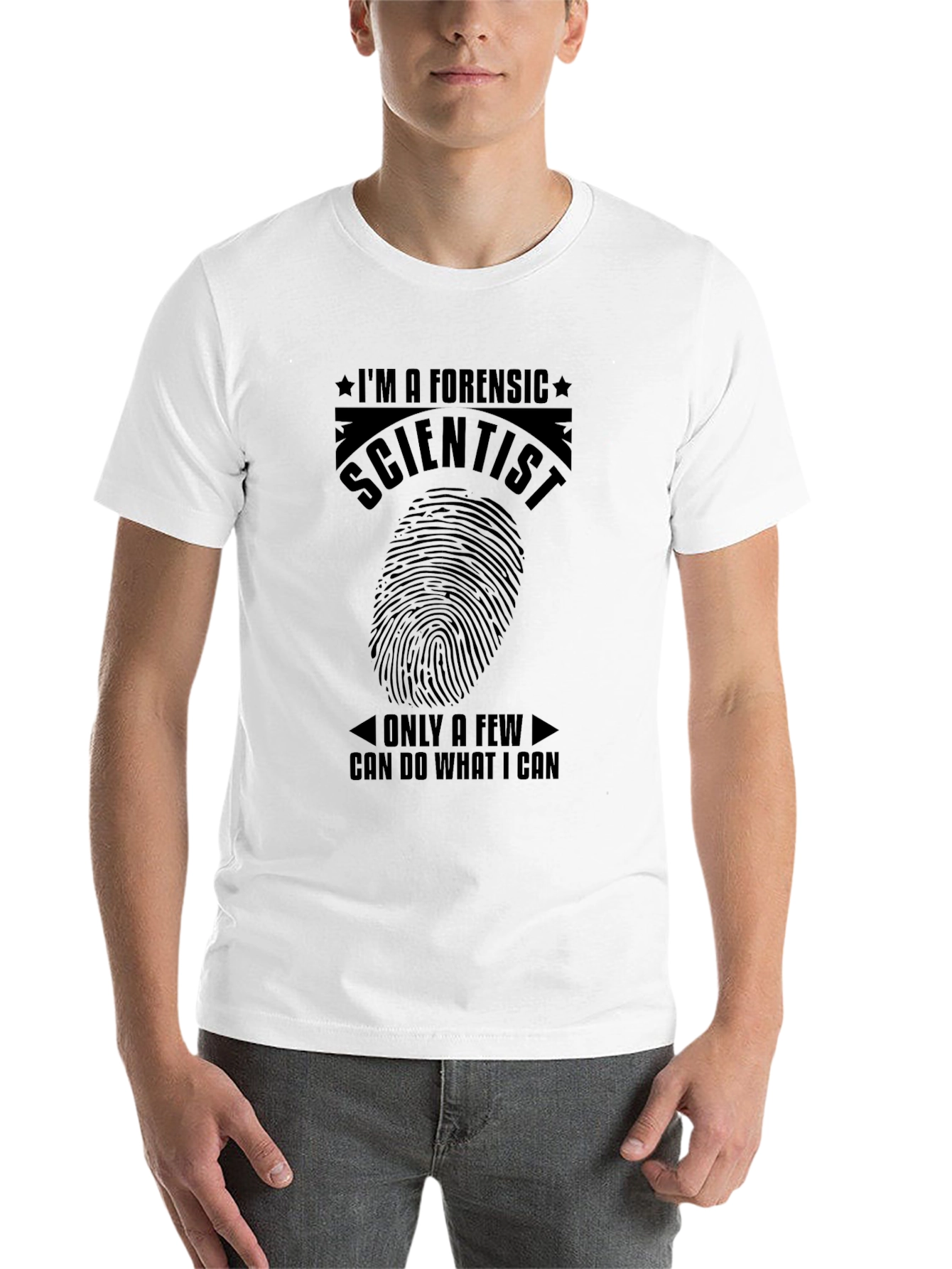 Black Forensic Scientist T-Shirt - Fingerprint Design view 14