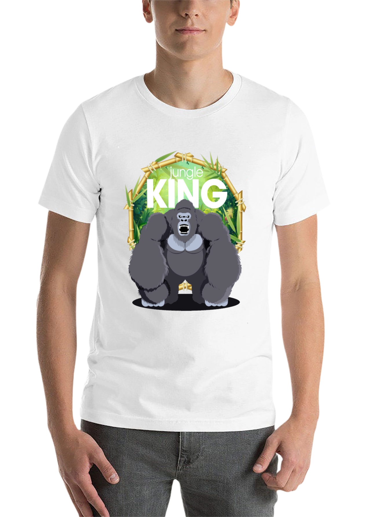 Black Jungle King Gorilla Graphic Black T-Shirt view 14