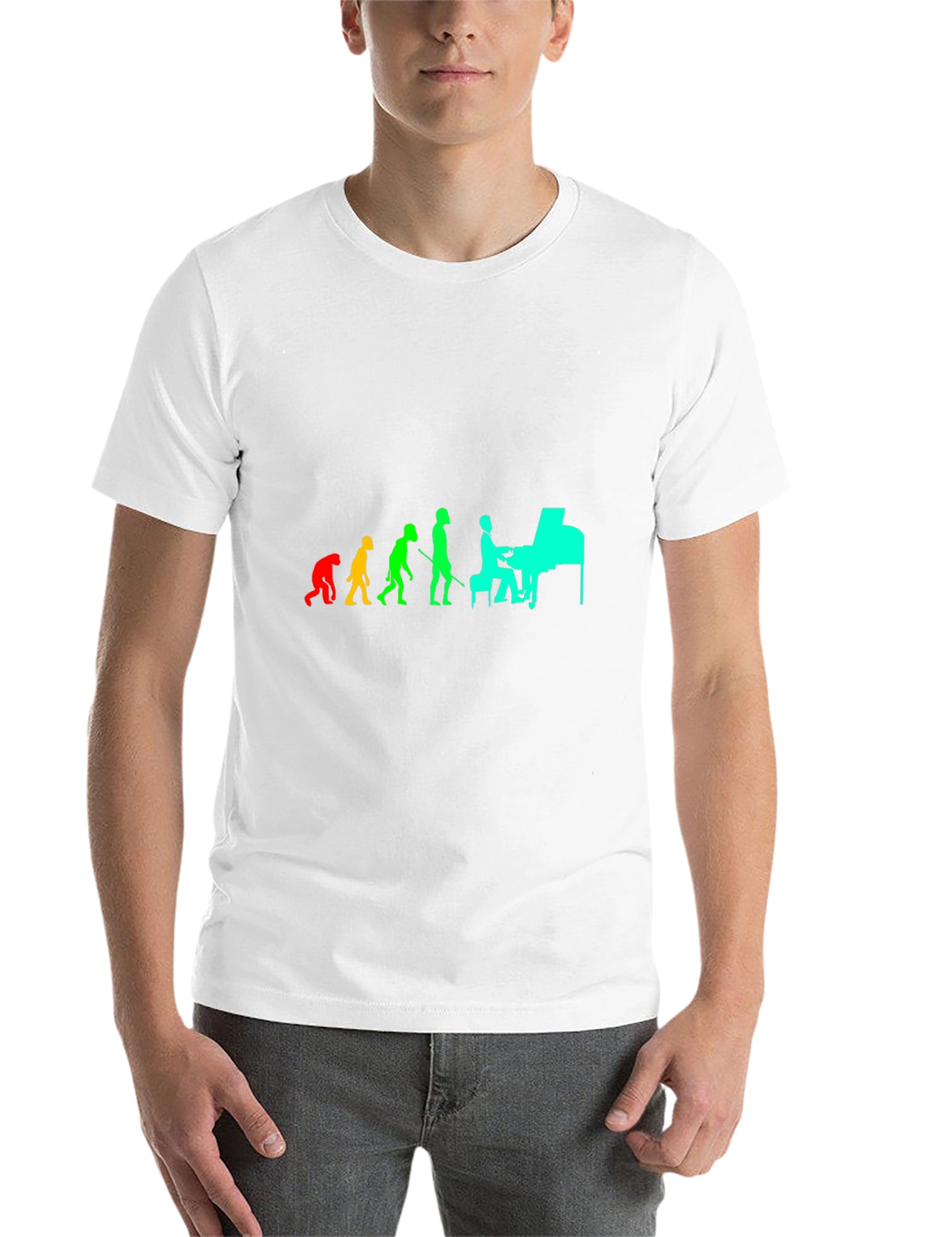 Black Evolution of Piano Player Tee view 14