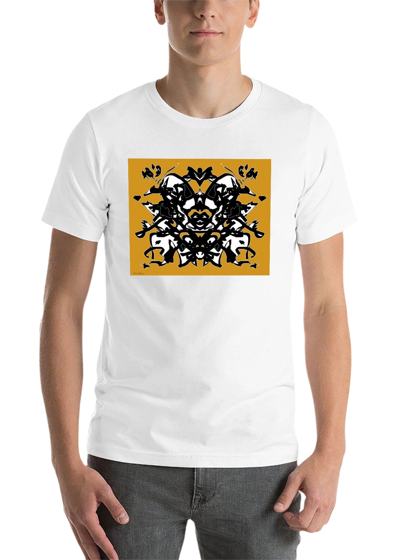 Black Abstract Rorschach Inkblot Graphic Tee view 14